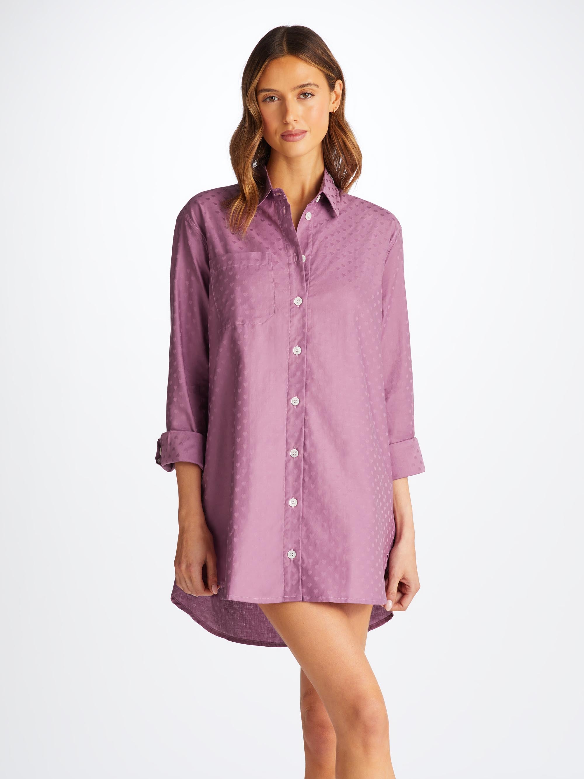 Women s Nightshirt Kate 10 Cotton Jacquard Purple