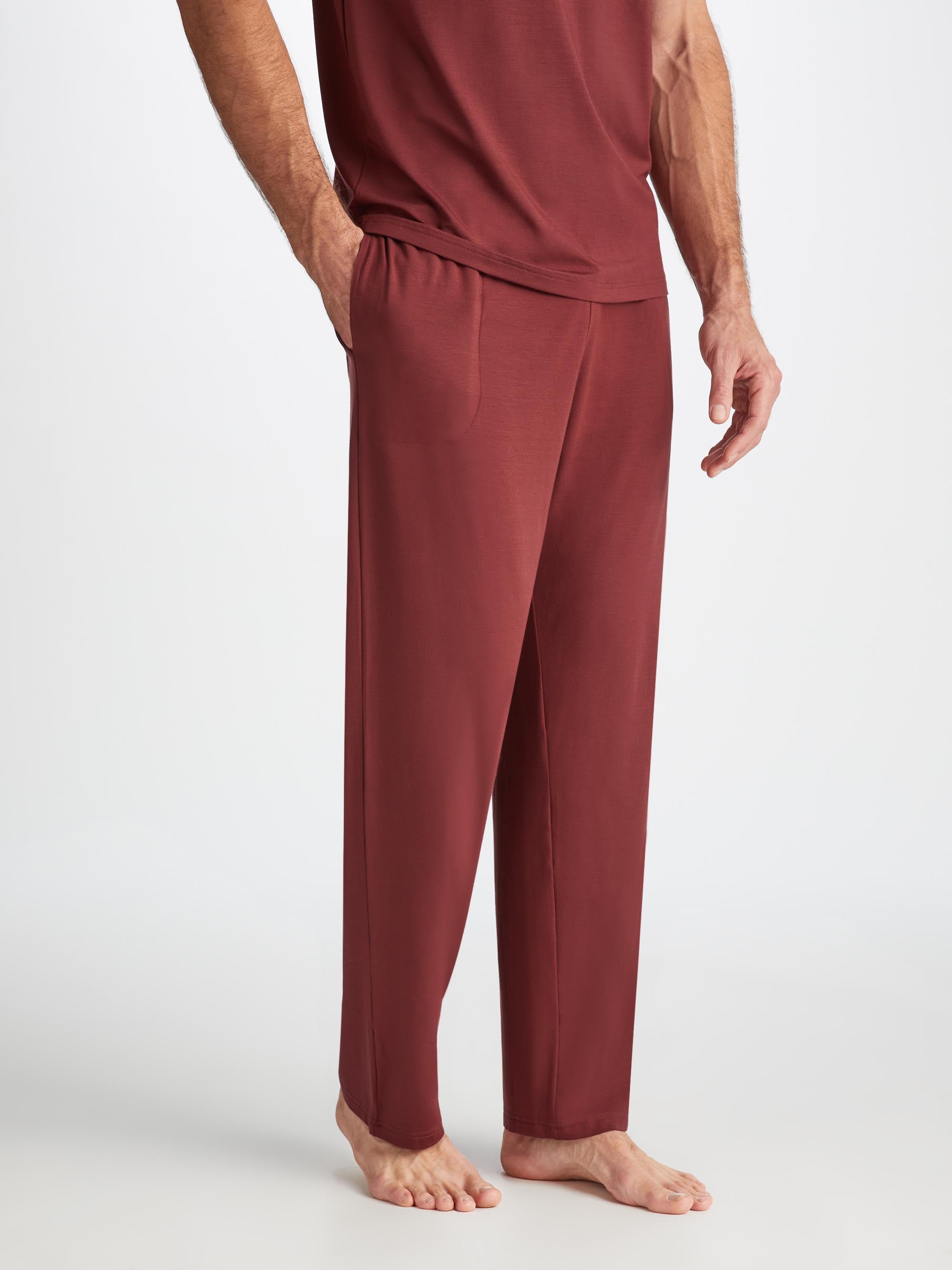 Men s Lounge Trousers Basel Micro Modal Stretch Burgundy