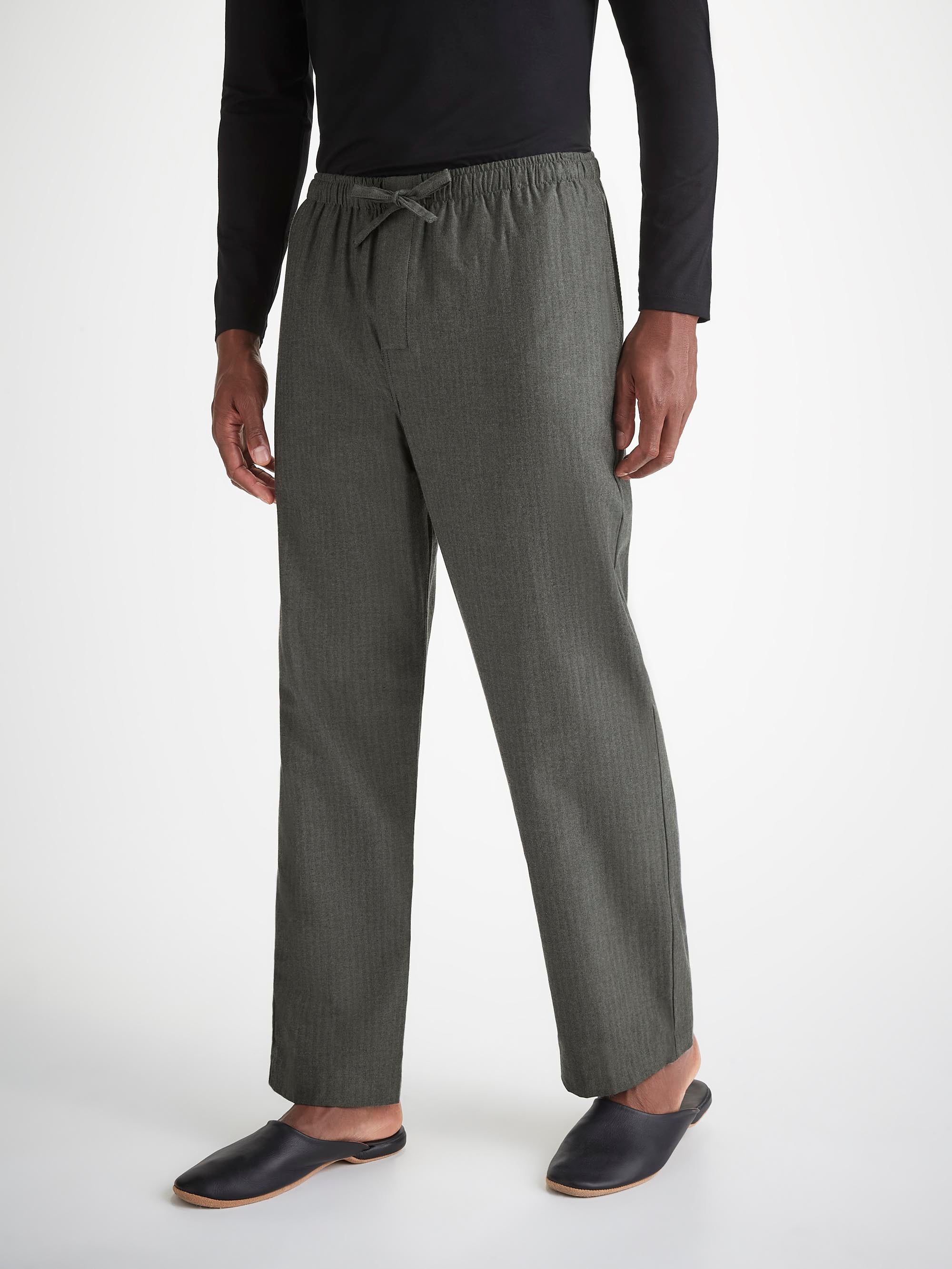 Men s Lounge Pants Balmoral Brushed Cotton Charcoal