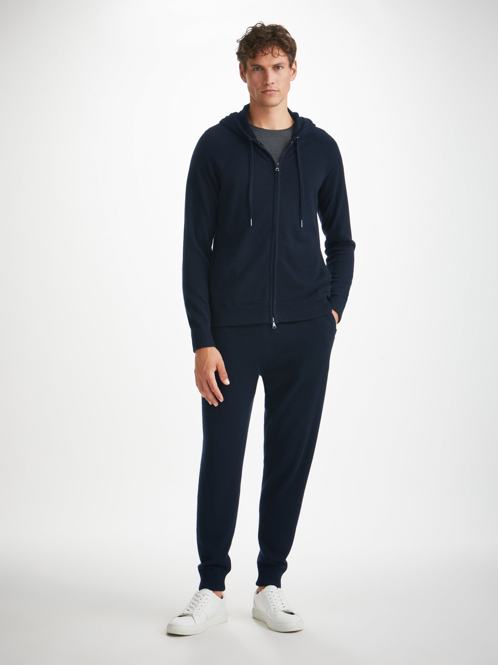 Men s Finley Cashmere Hoodie and Track Pants Navy Set