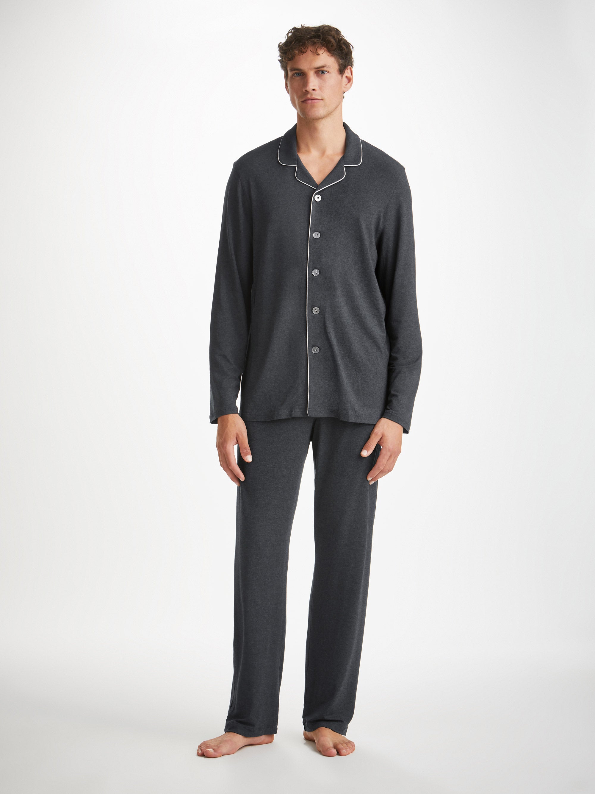 Men s Modern Fit Pajamas Marlowe Micro Modal Stretch Anthracite