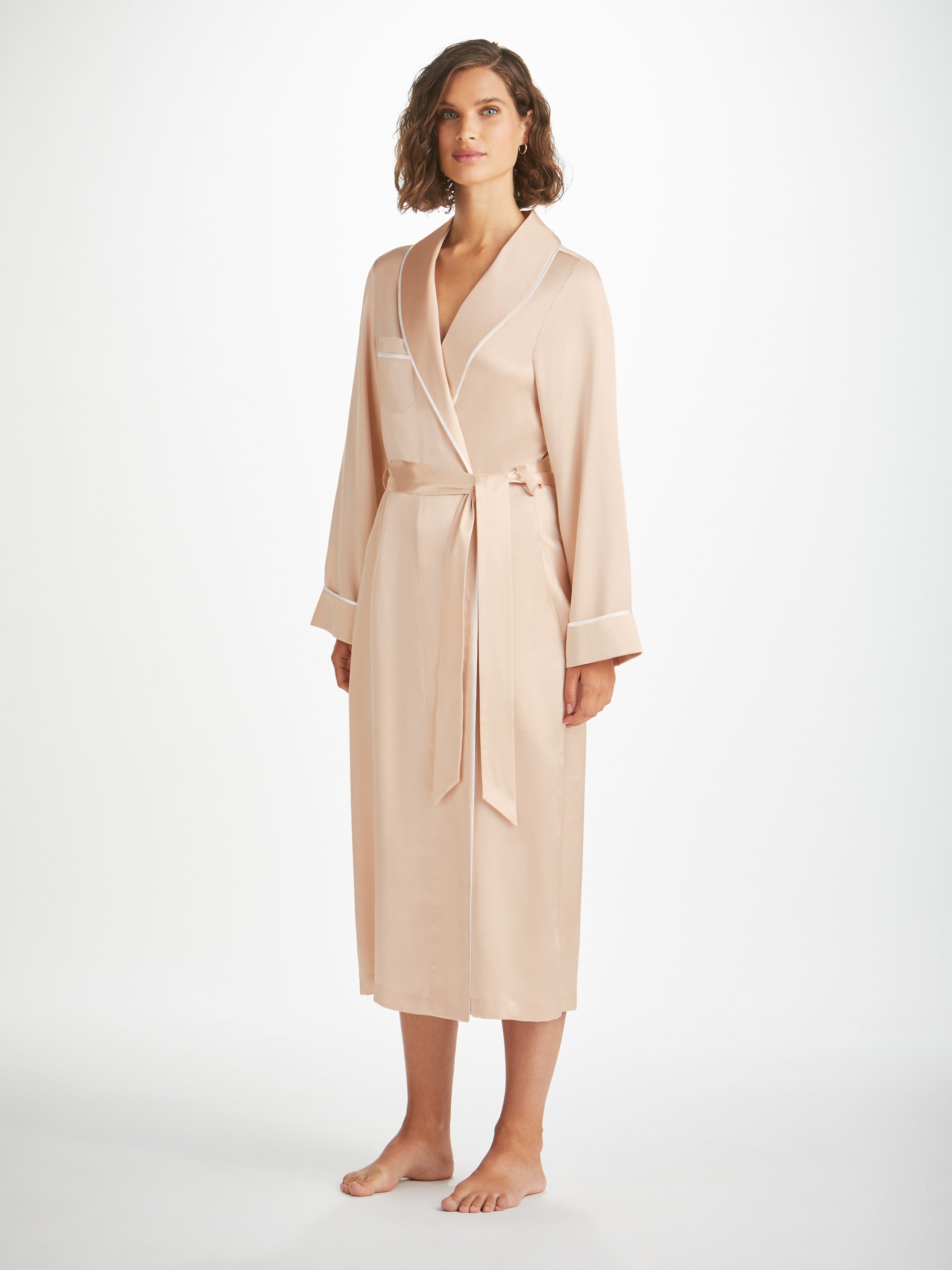 Champagne silk robe hotsell