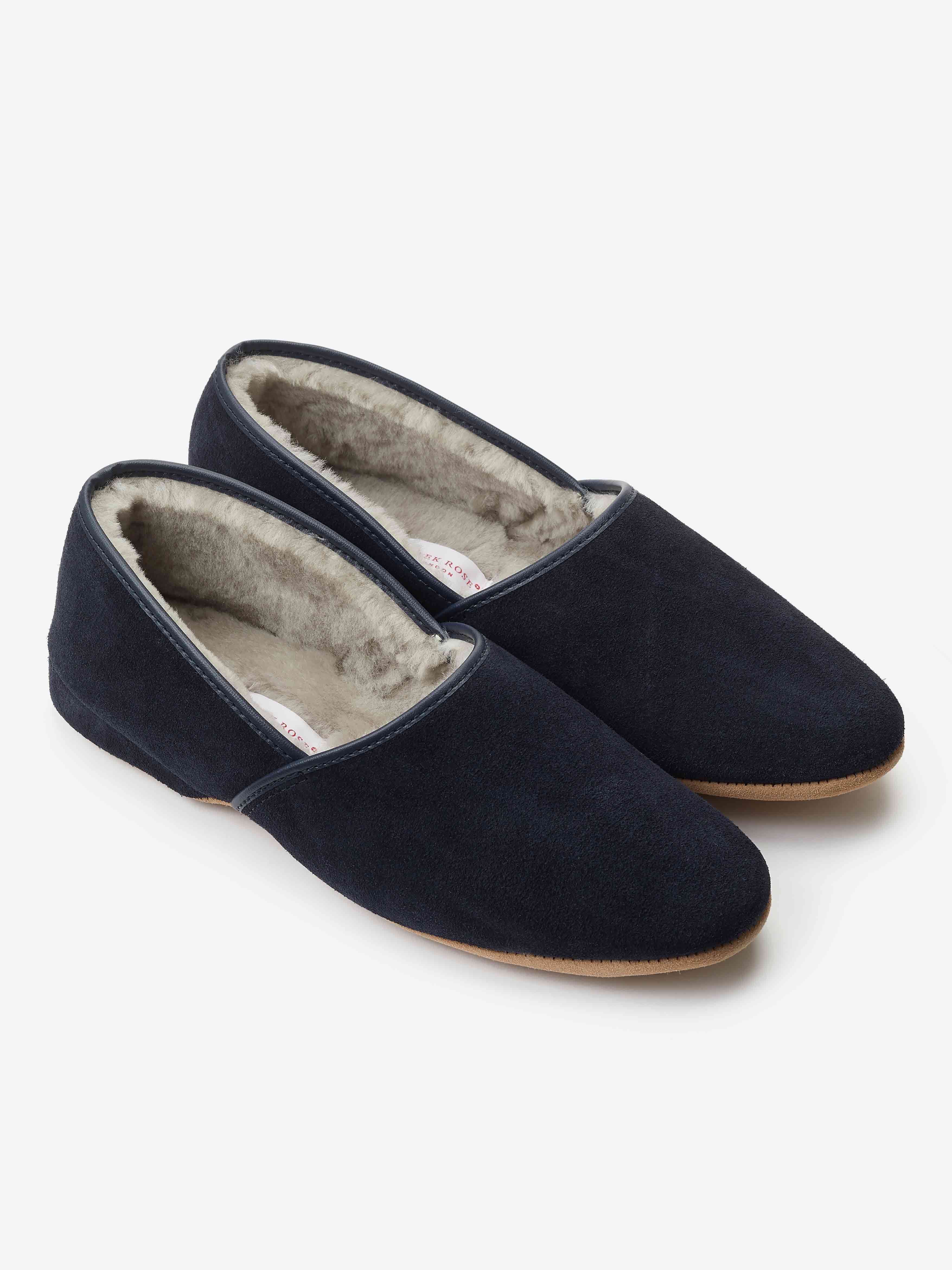 [[Men's Slippers Crawford Suede Sheepskin Navy (Size)]]