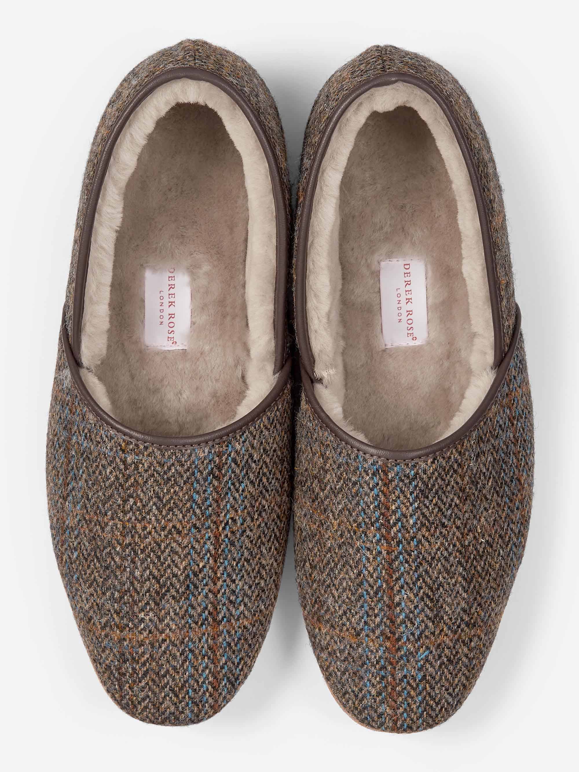 Men's Slippers Crawford 2 Harris Tweed Sheepskin Beige