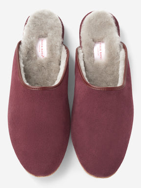 Men's Mule Slippers Douglas Suede Sheepskin Bordeaux