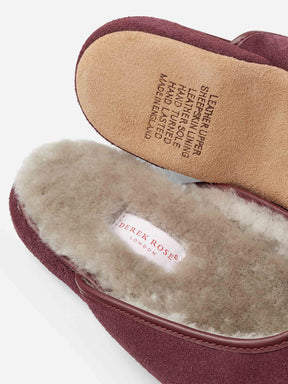 Men's Mule Slippers Douglas Suede Sheepskin Bordeaux