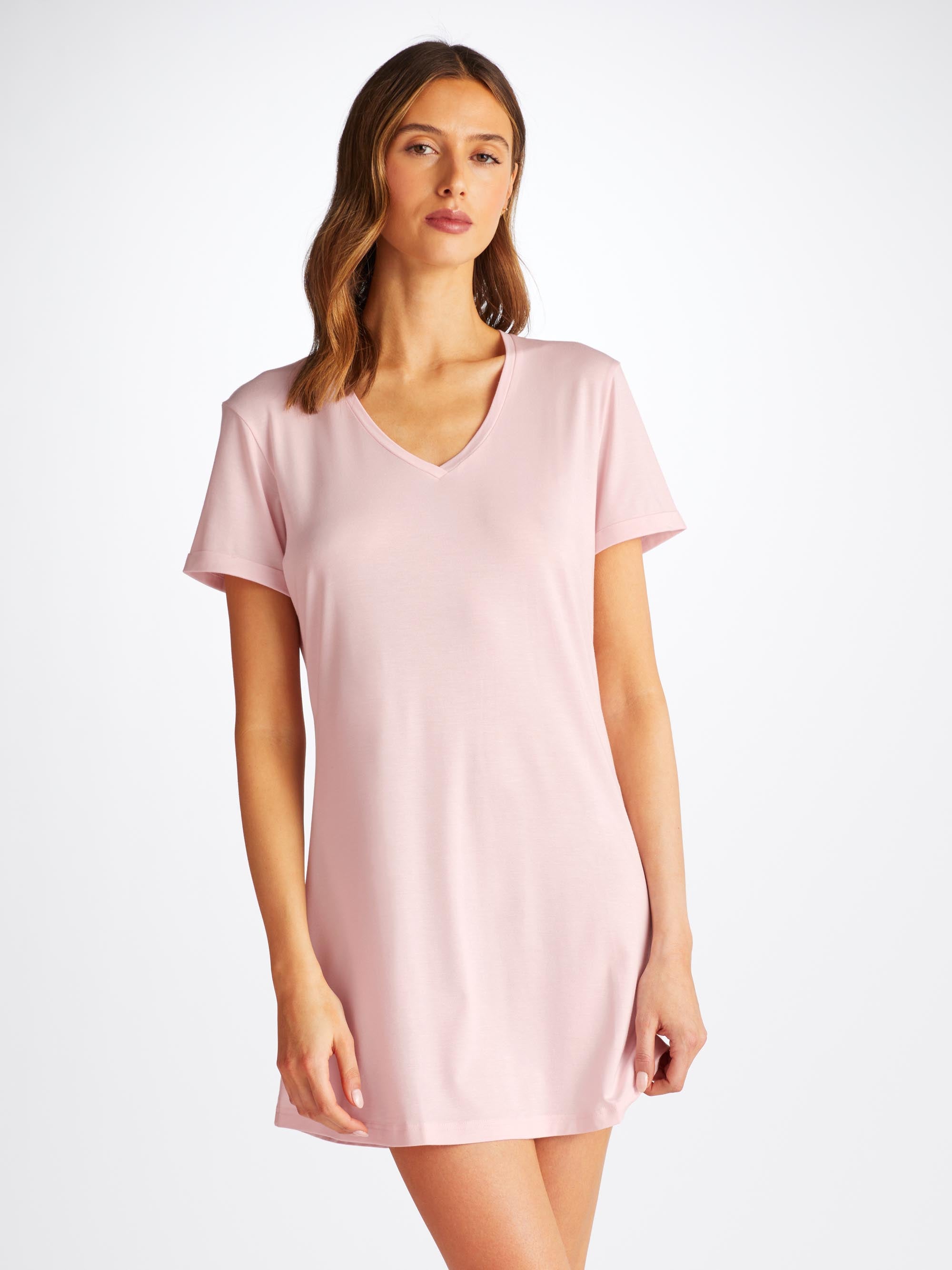 Women's V-Neck Sleep T-Shirt Lara Micro Modal Stretch Ballet Pink