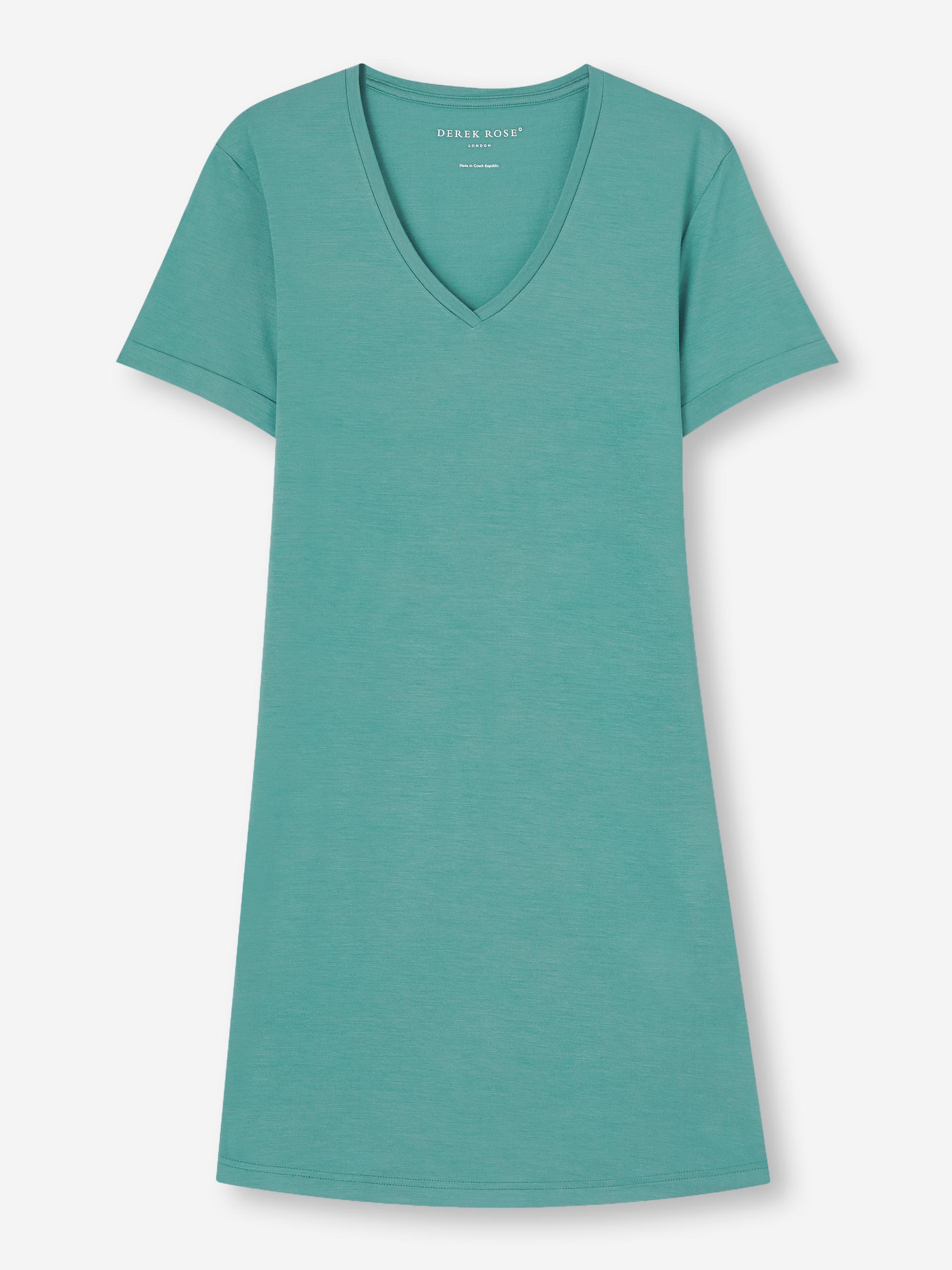 Women's V-Neck Sleep T-Shirt Lara Micro Modal Stretch Teal