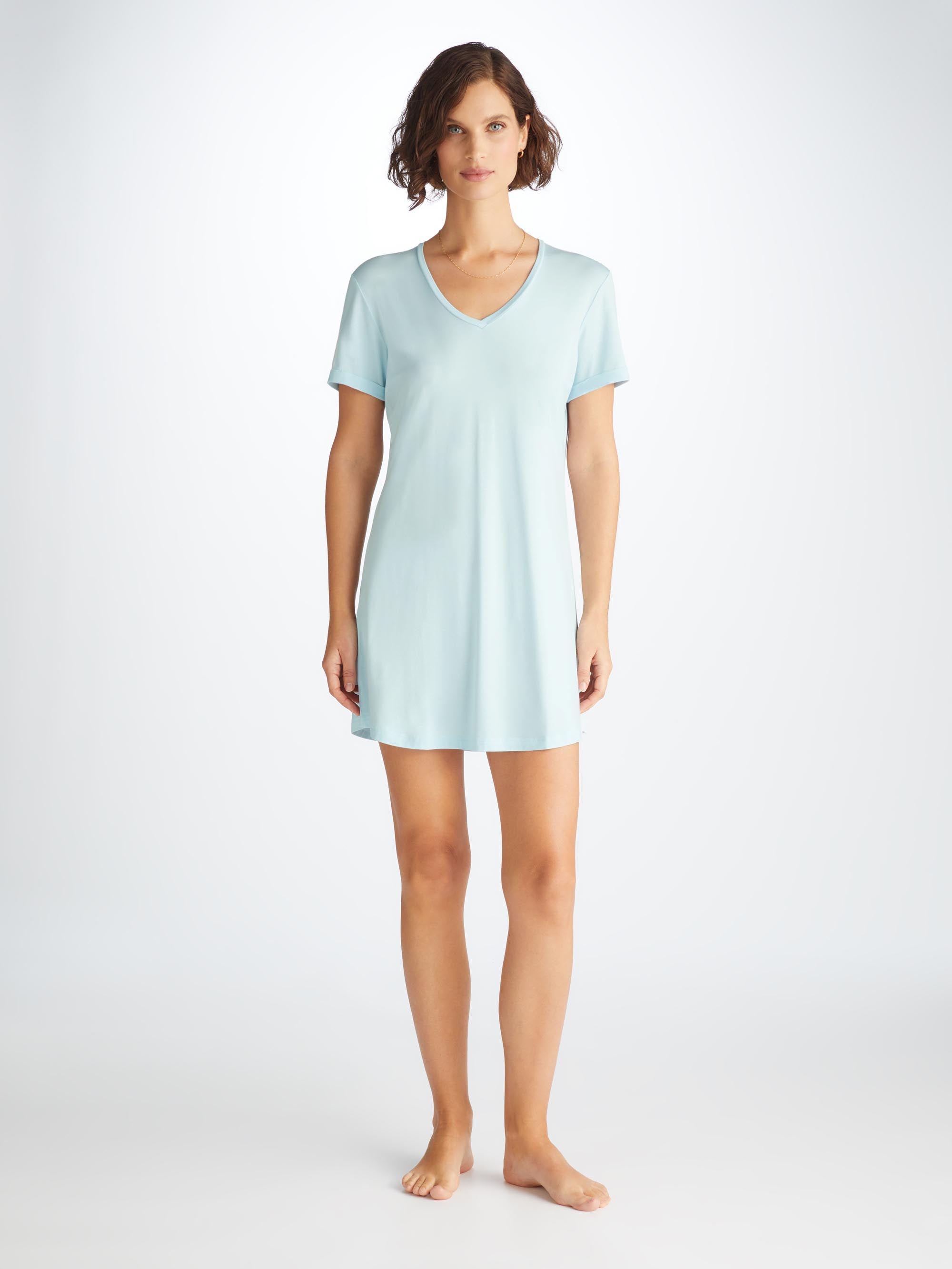 Women's V-Neck Sleep T-Shirt Lara Micro Modal Stretch Ice Blue