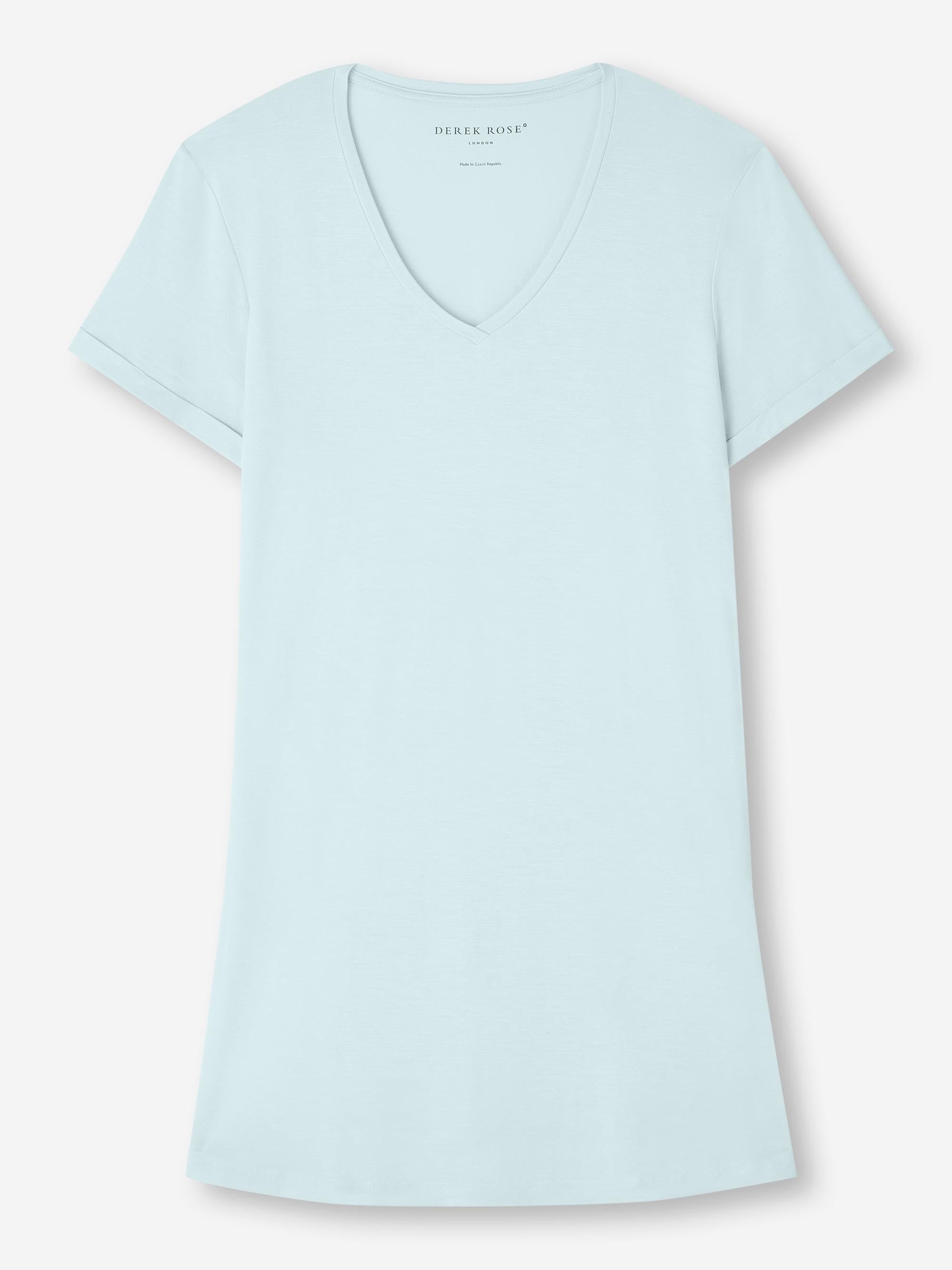 Women's V-Neck Sleep T-Shirt Lara Micro Modal Stretch Ice Blue