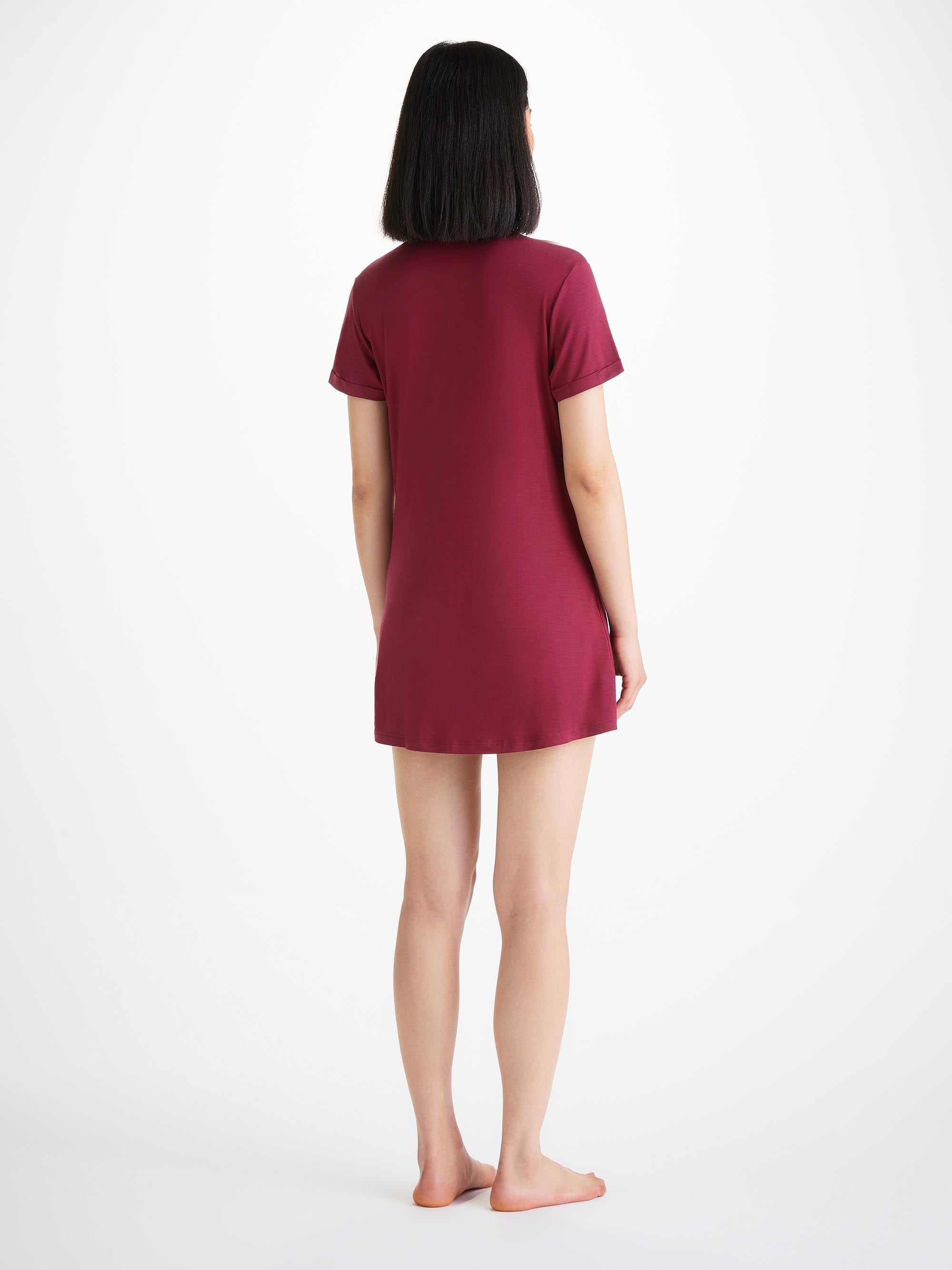 Women's V-Neck Sleep T-Shirt Lara Micro Modal Stretch Claret