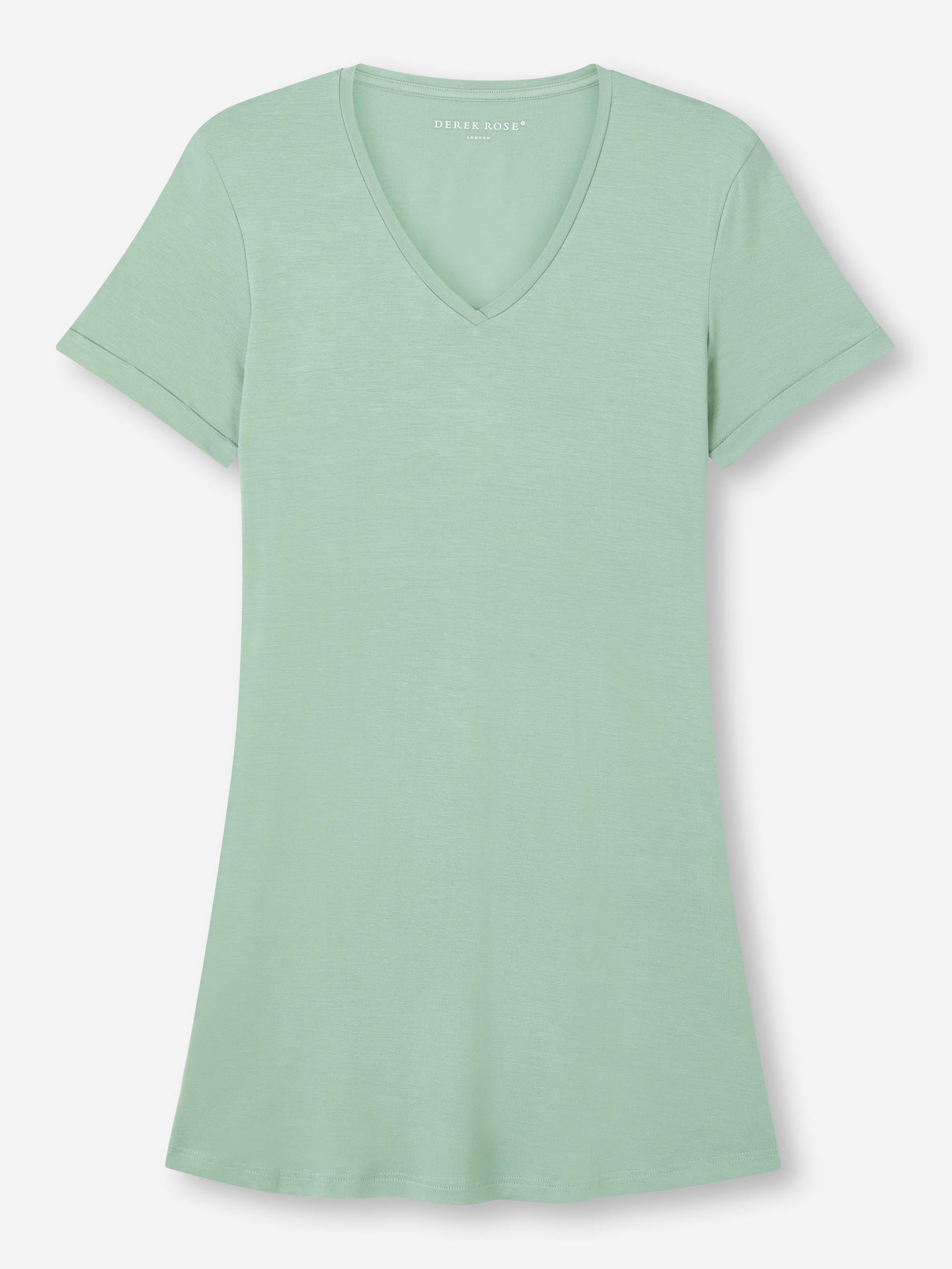 Women's V-Neck Sleep T-Shirt Lara Micro Modal Stretch Euycalyptus