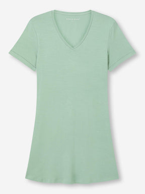 Women's V-Neck Sleep T-Shirt Lara Micro Modal Stretch Euycalyptus