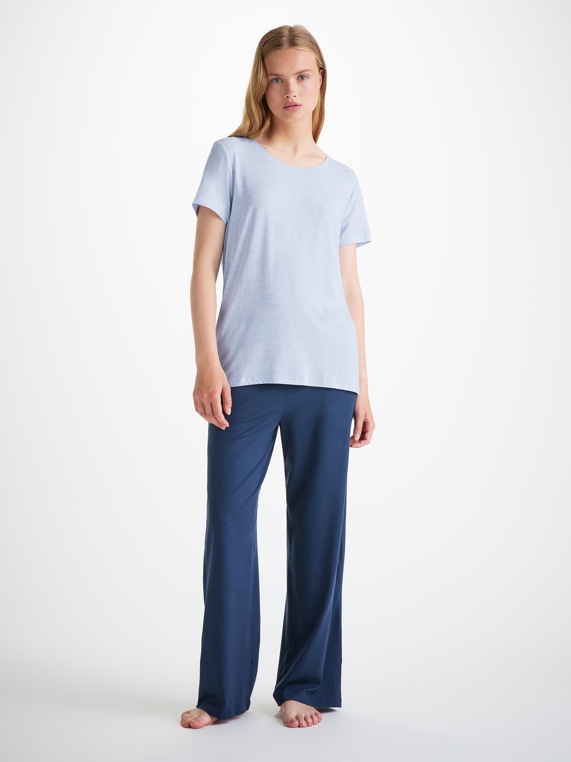 Women's T-Shirt Ethan Micro Modal Stretch Light Blue Marl