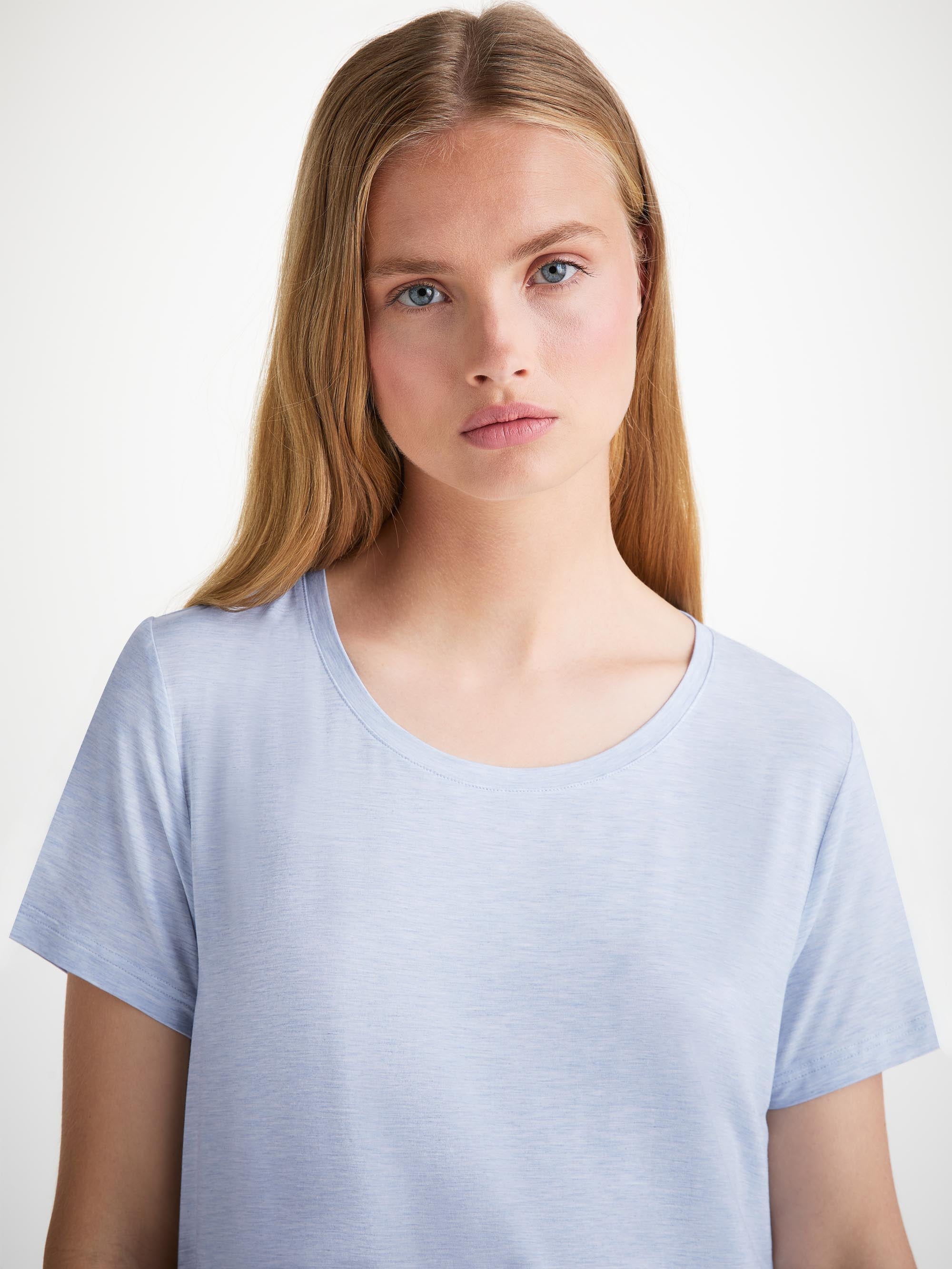 Women's T-Shirt Ethan Micro Modal Stretch Light Blue Marl