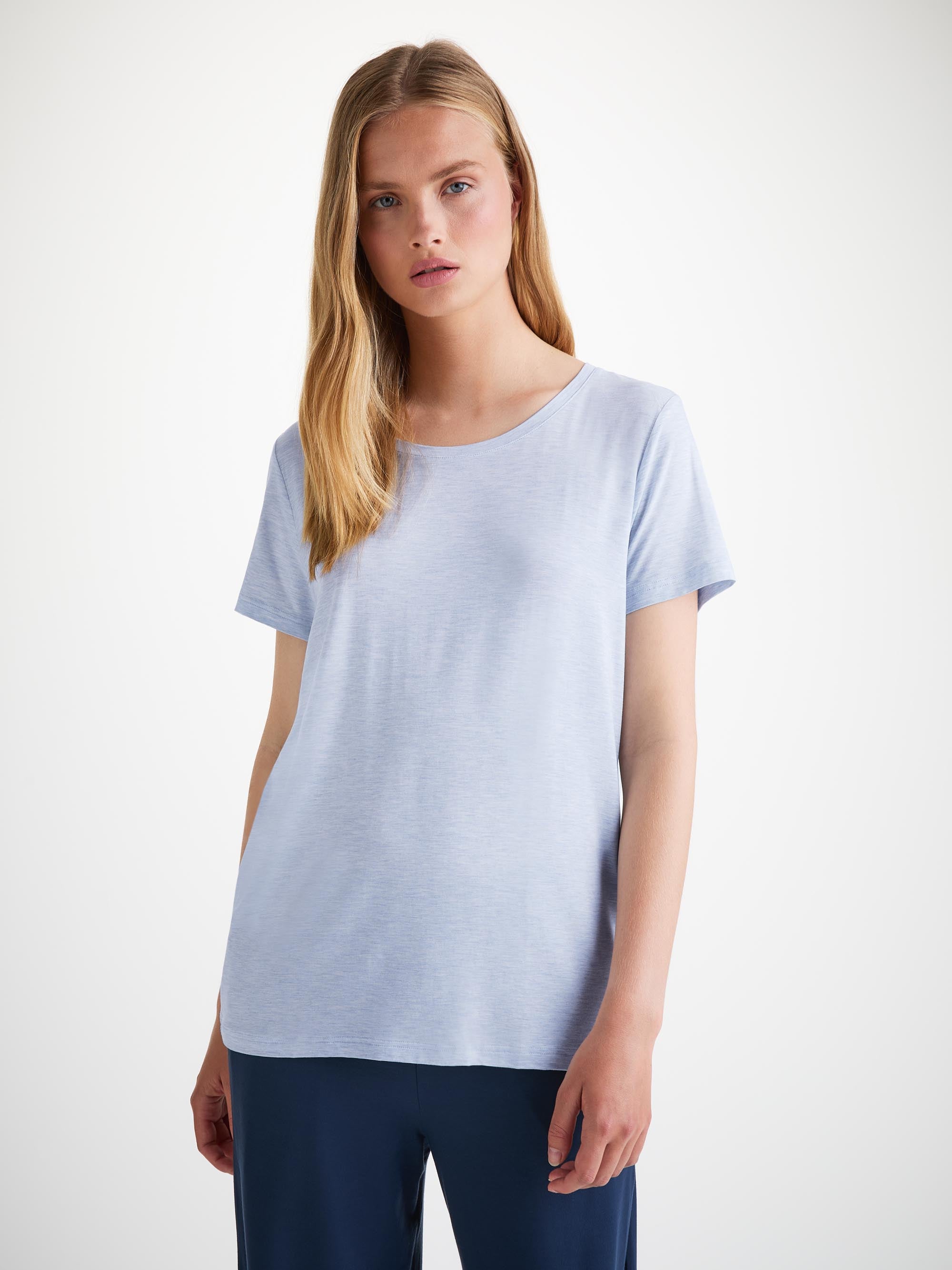 Women's T-Shirt Ethan Micro Modal Stretch Light Blue Marl