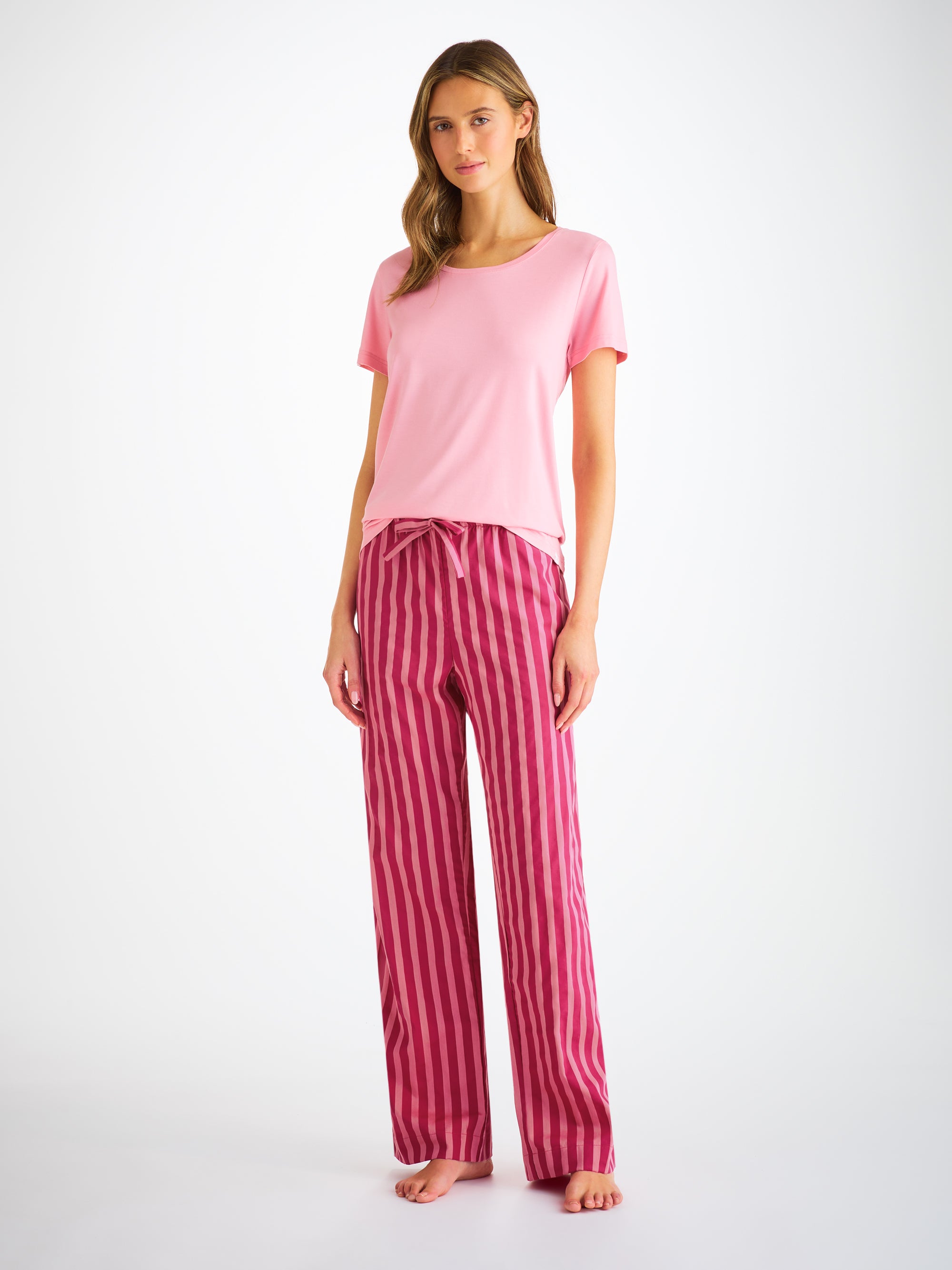 Women's Lounge Pants Capri 25 Cotton Batiste Pink