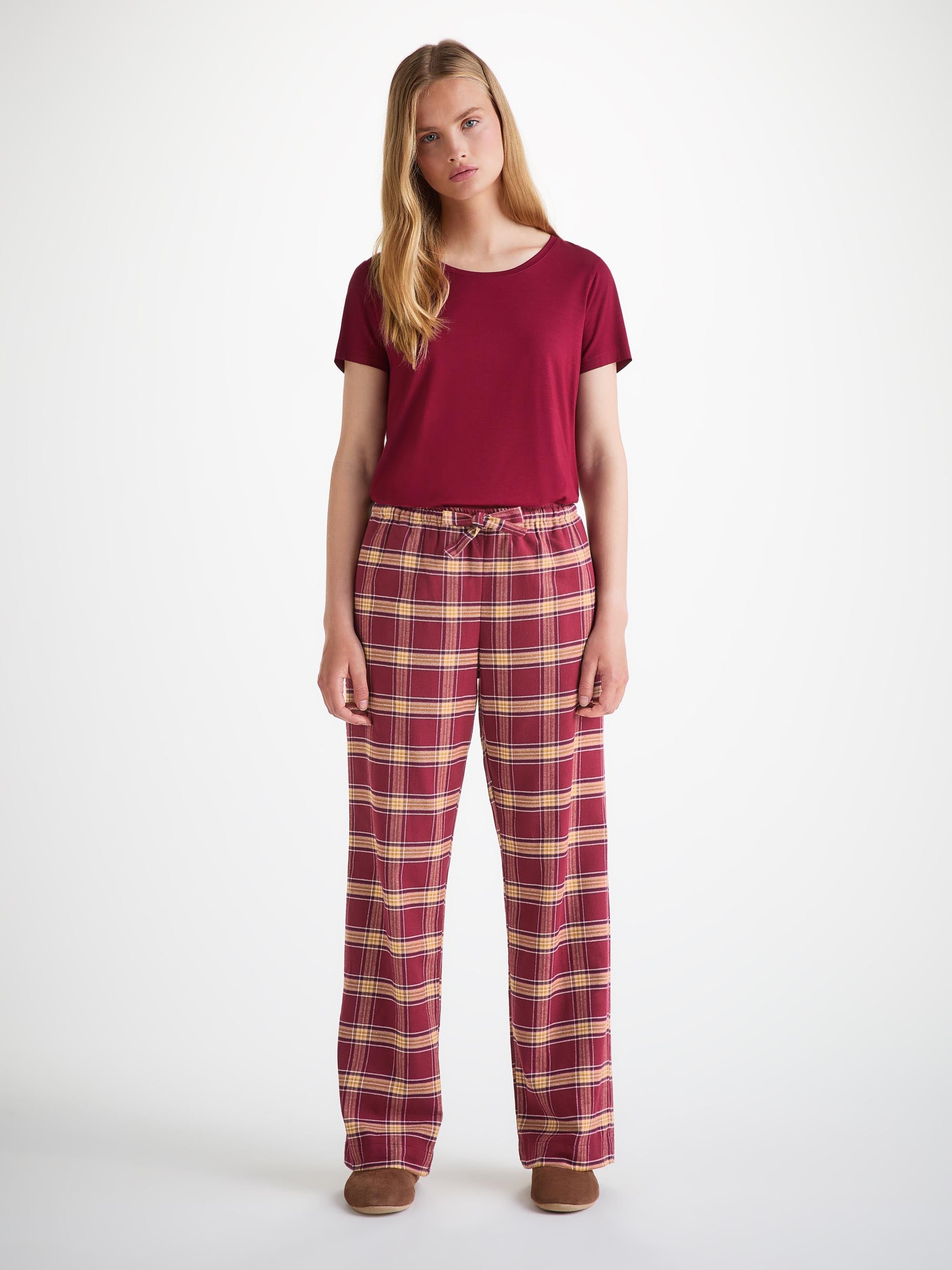 Women's Lounge Pants Kelburn 48 Brushed Cotton Burgundy