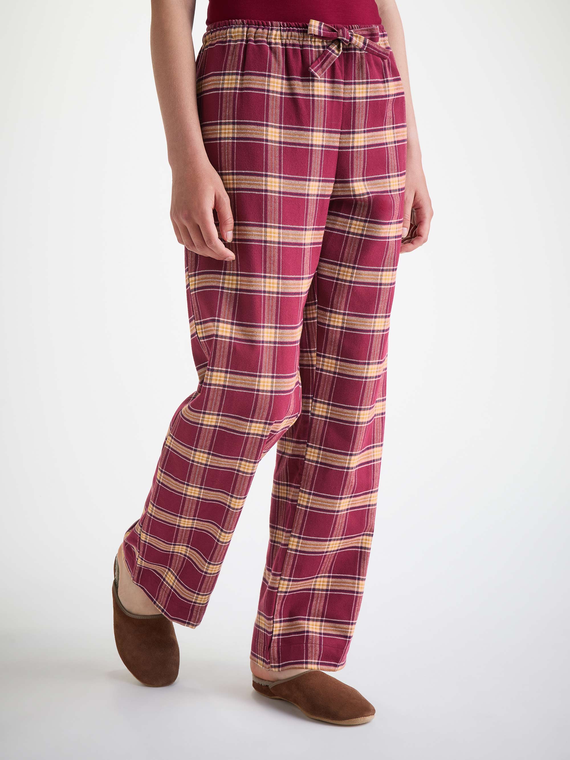 Women's Lounge Trousers Kelburn 48 Brushed Cotton Burgundy