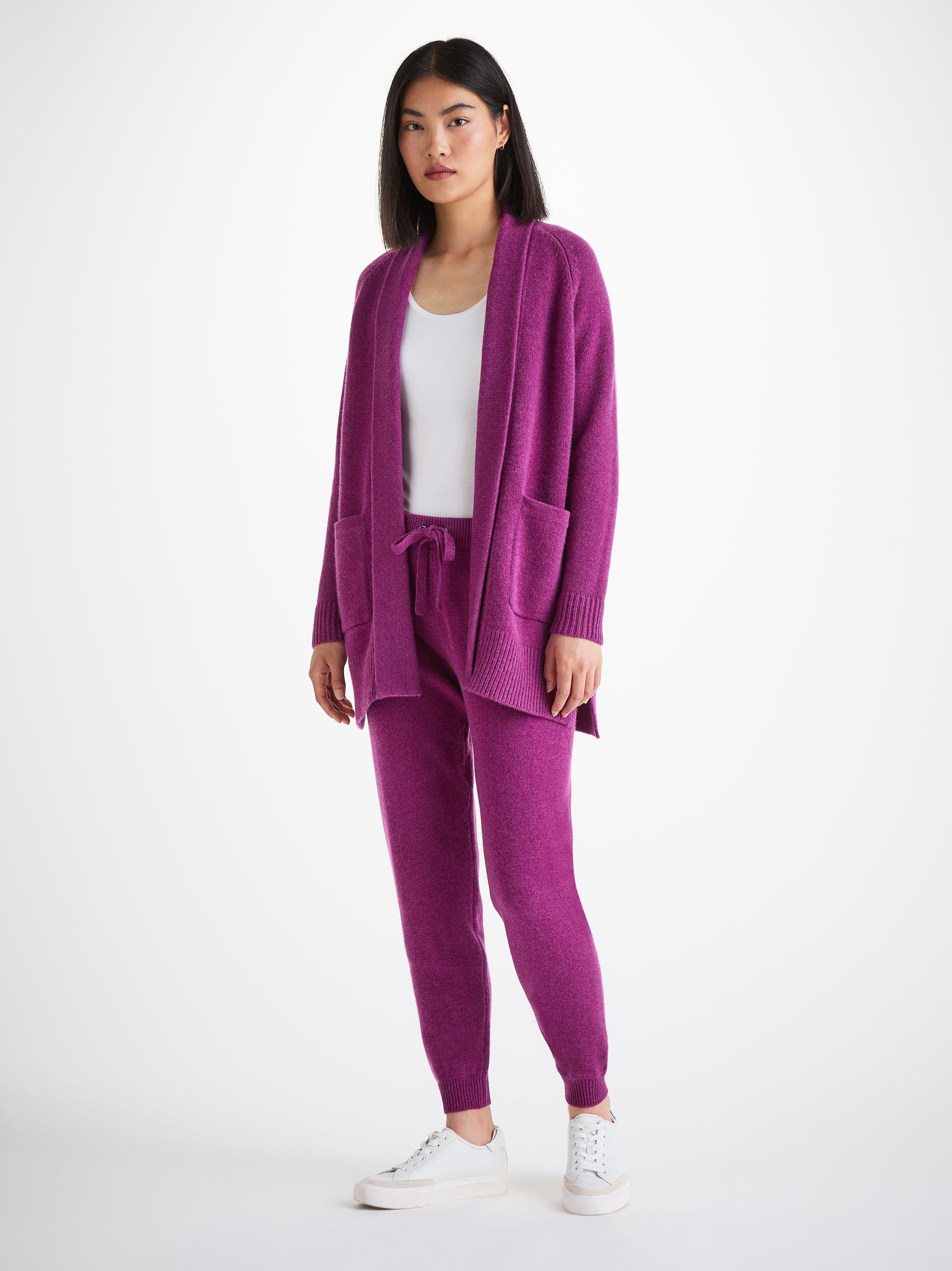 Women's Cardigan and Track Pants Cashmere Purple