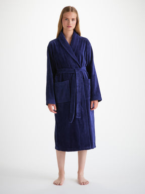 Women's Bathrobe Triton 10 Terry Cotton Navy