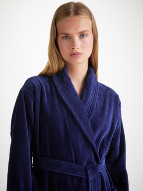 Women's Bathrobe Triton 10 Terry Cotton Navy