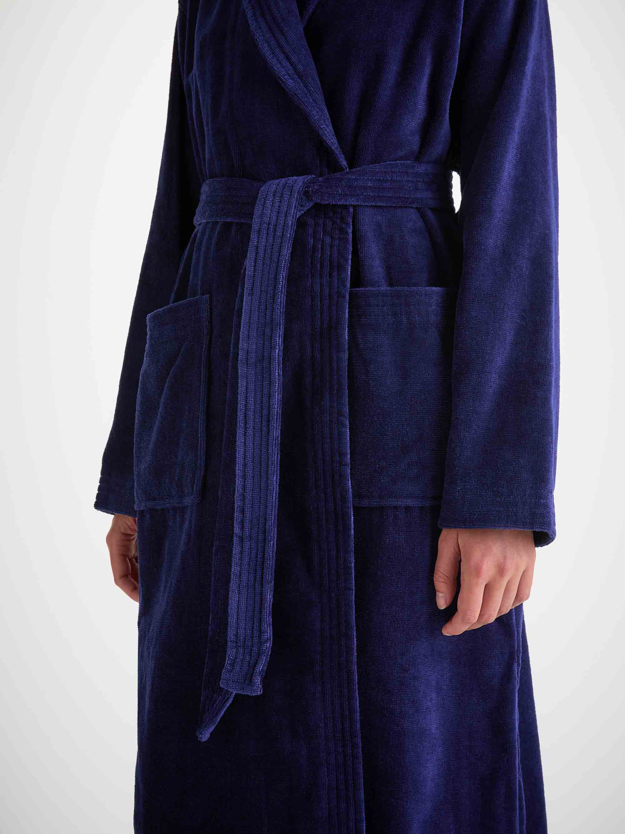 Women's Bathrobe Triton 10 Terry Cotton Navy