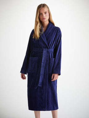 Women's Bathrobe Triton 10 Terry Cotton Navy