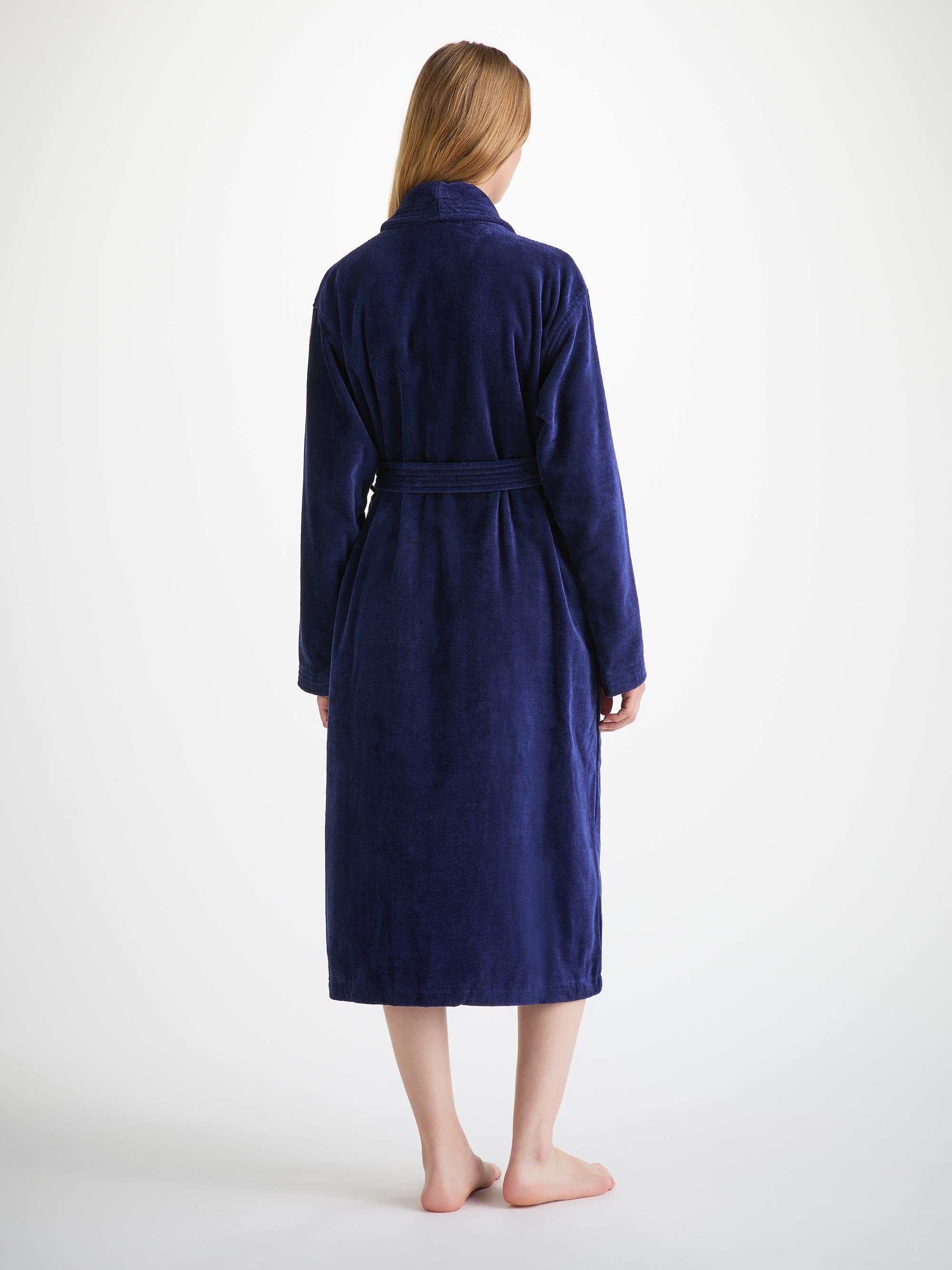 Women's Bathrobe Triton 10 Terry Cotton Navy