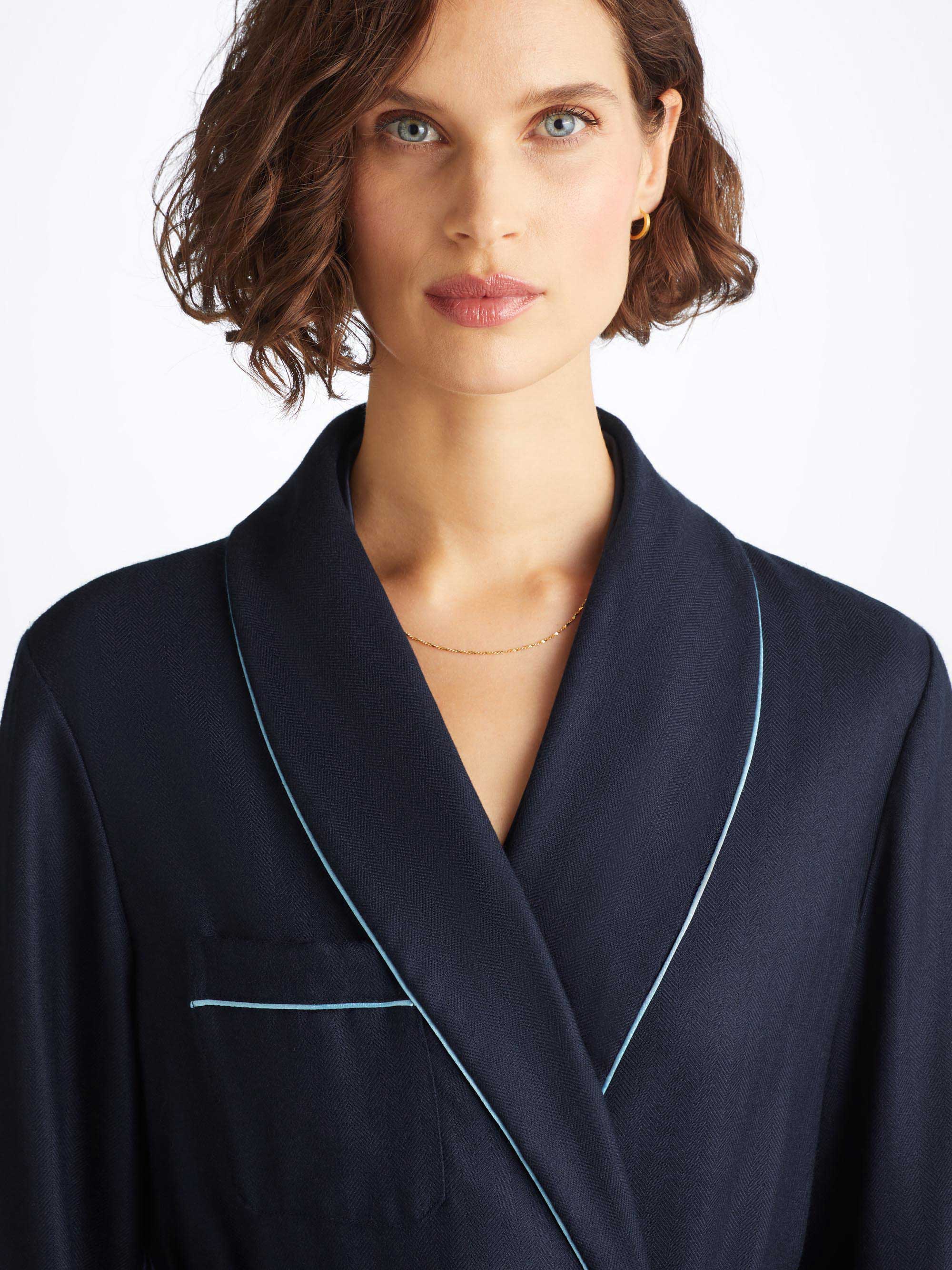 Women's Robe Duke Cashmere Navy