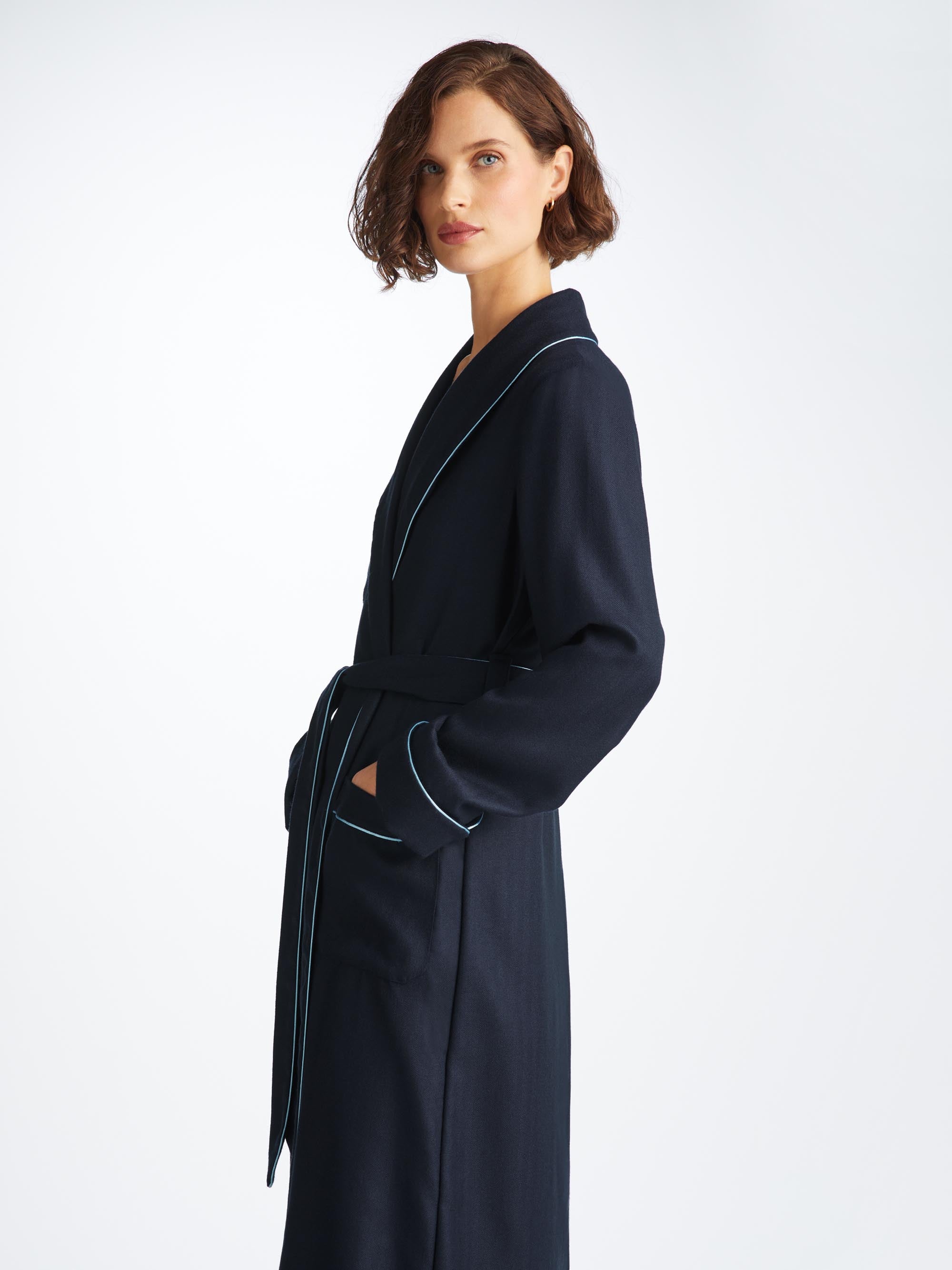 Women's Robe Duke Cashmere Navy