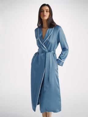 Light blue silk outlet robe