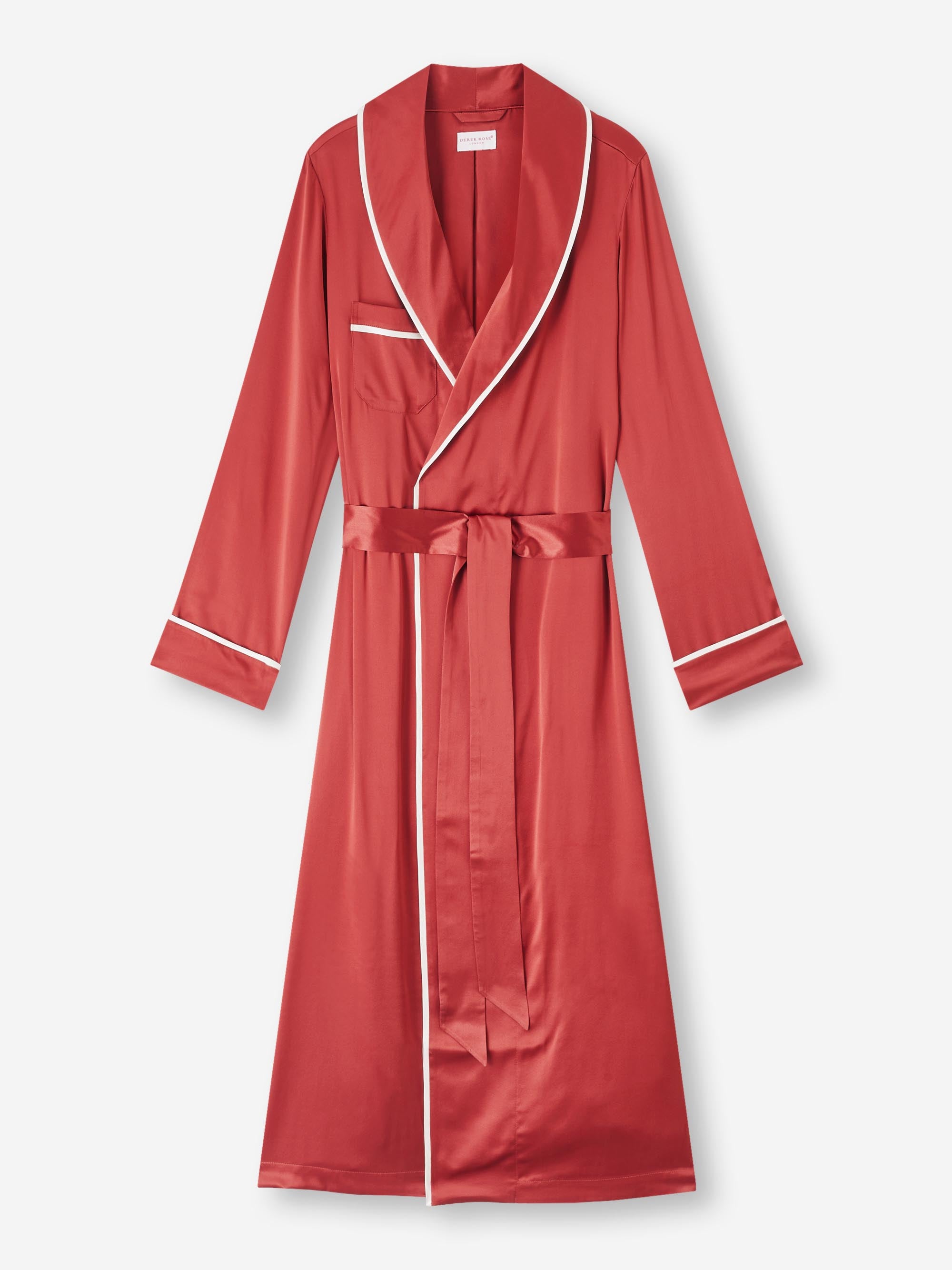 Women's Long Dressing Gown Bailey Silk Satin Rose Red