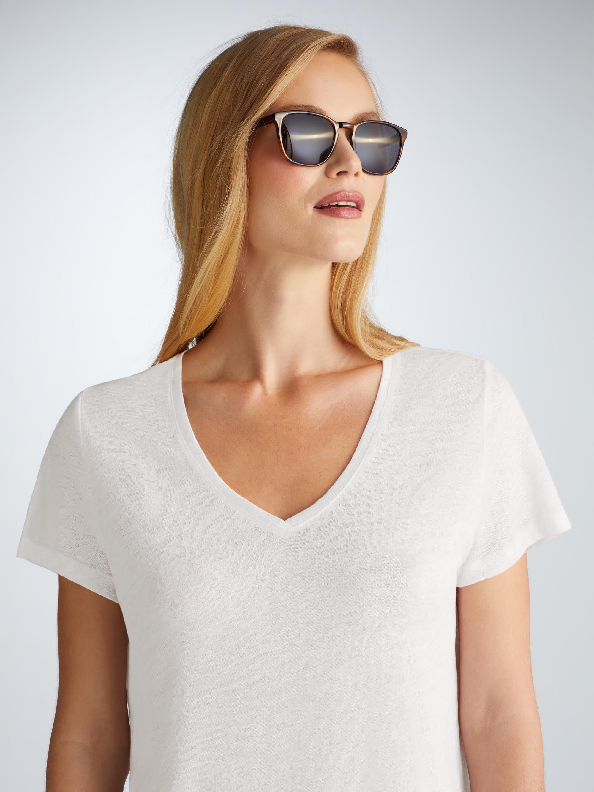 Women's V-Neck T-Shirt Jordan Linen White