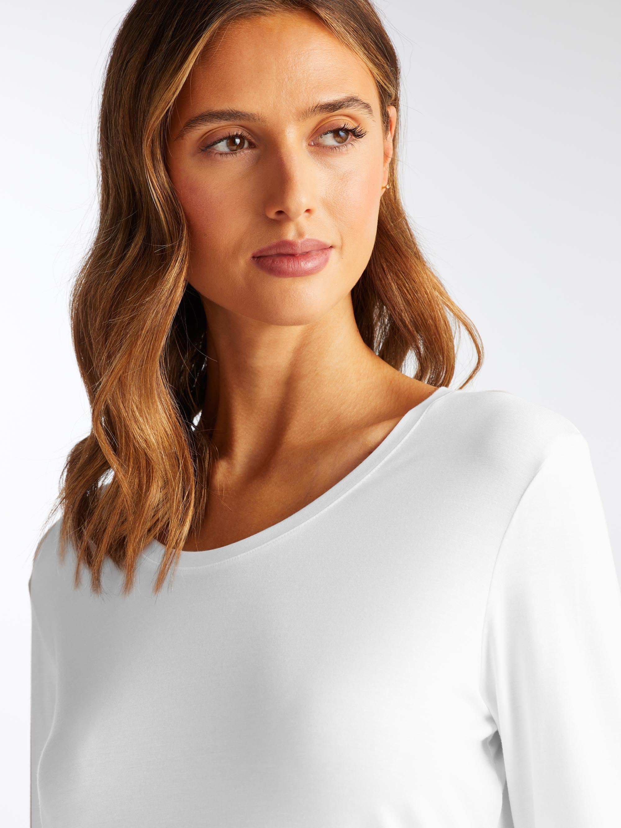 Women's Long Sleeve T-Shirt Lara Micro Modal Stretch White