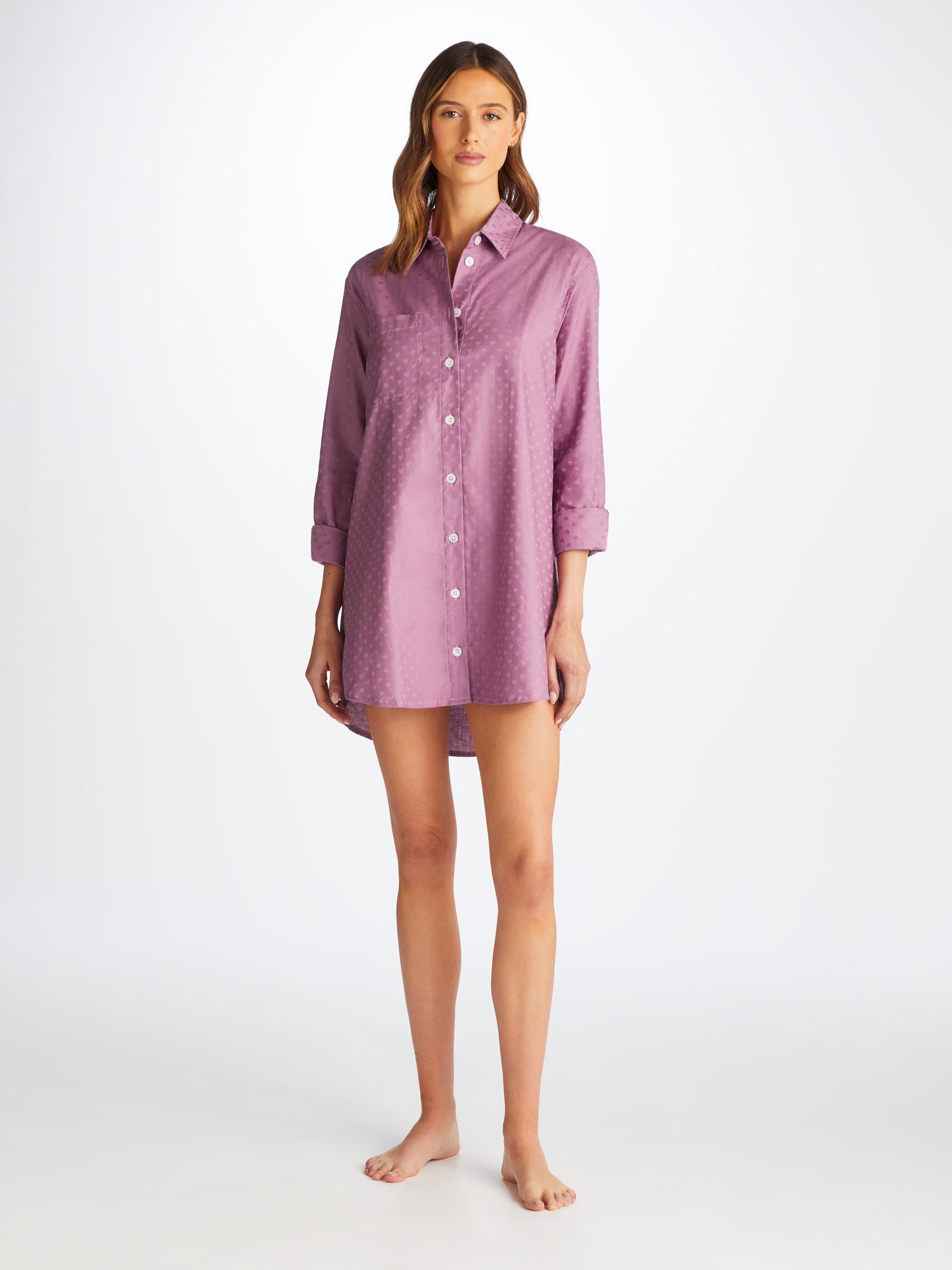 Women's Nightshirt Kate 10 Cotton Jacquard Purple