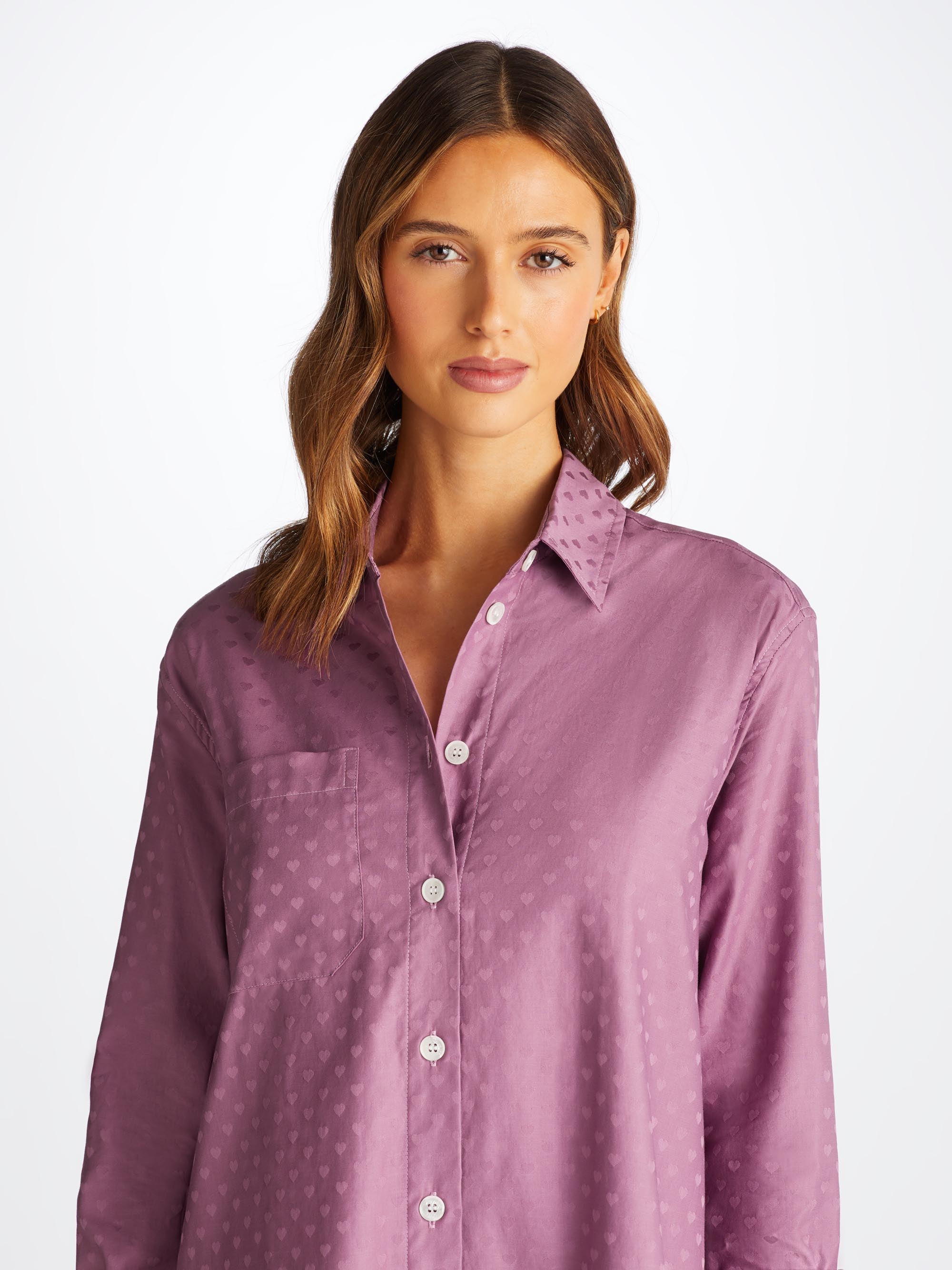 Women's Nightshirt Kate 10 Cotton Jacquard Purple