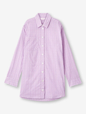 Women's Nightshirt Cotton Batiste Lilac Rope Print