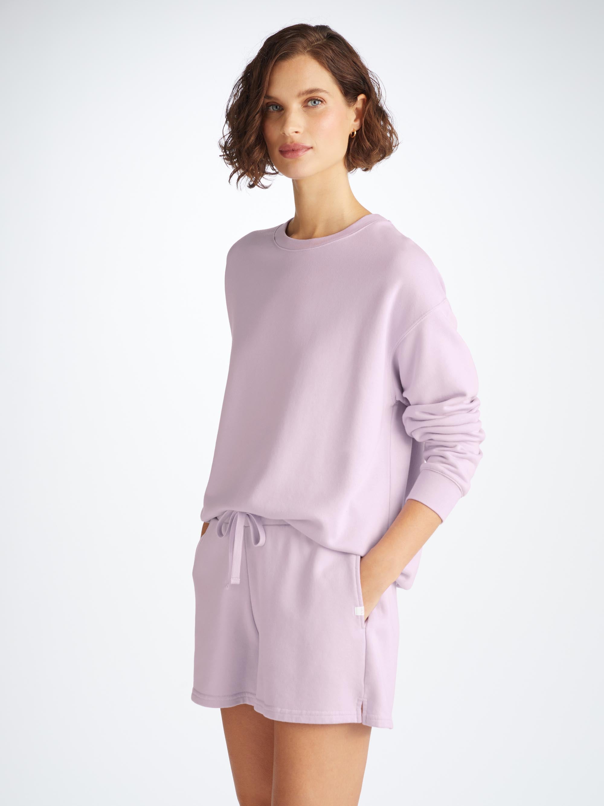 Women's Sweatshirt and Sweat Shorts Quinn Cotton Modal Lilac