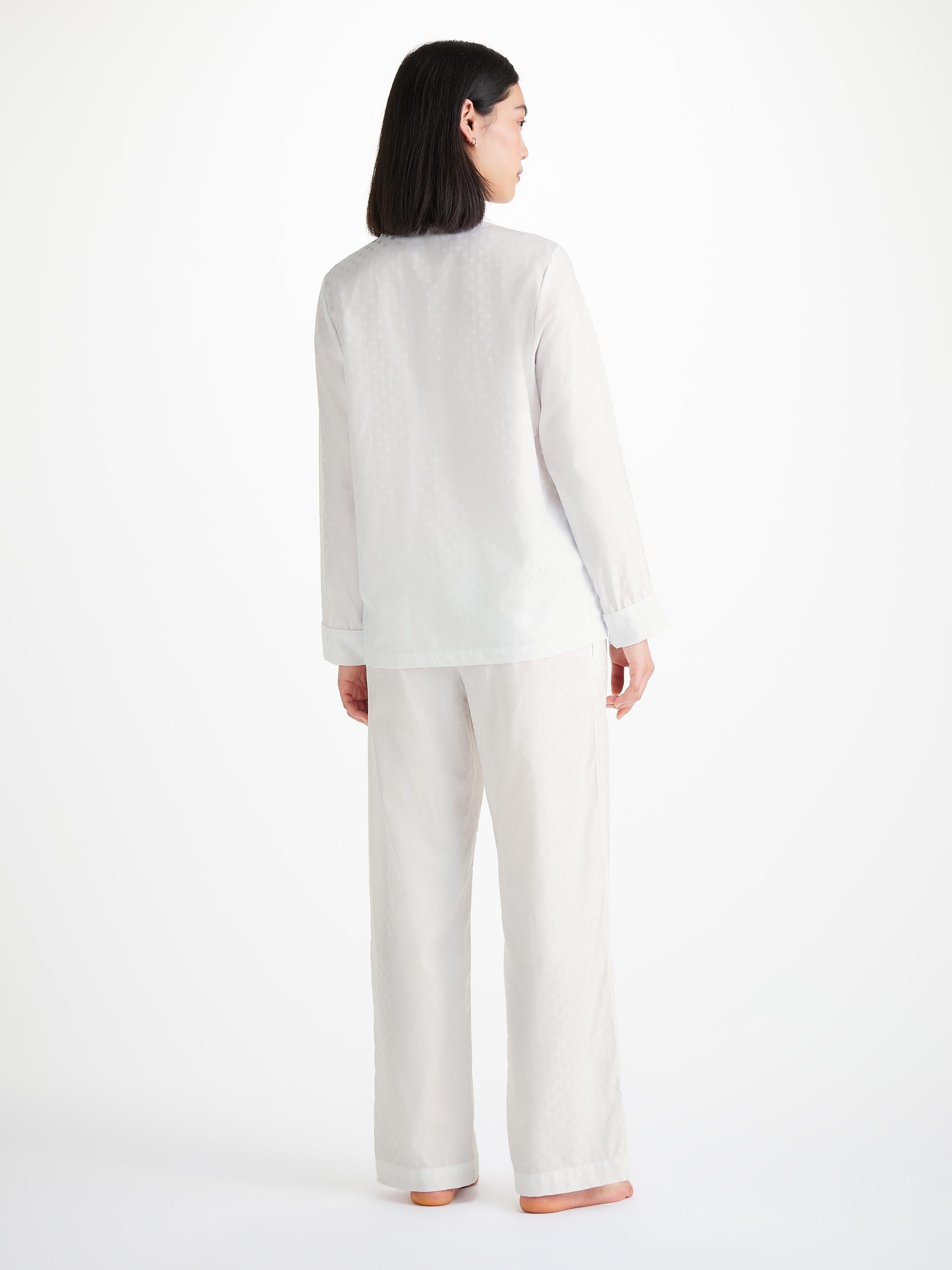 Women's Pajamas Cotton Jacquard White Polk Dot Pattern