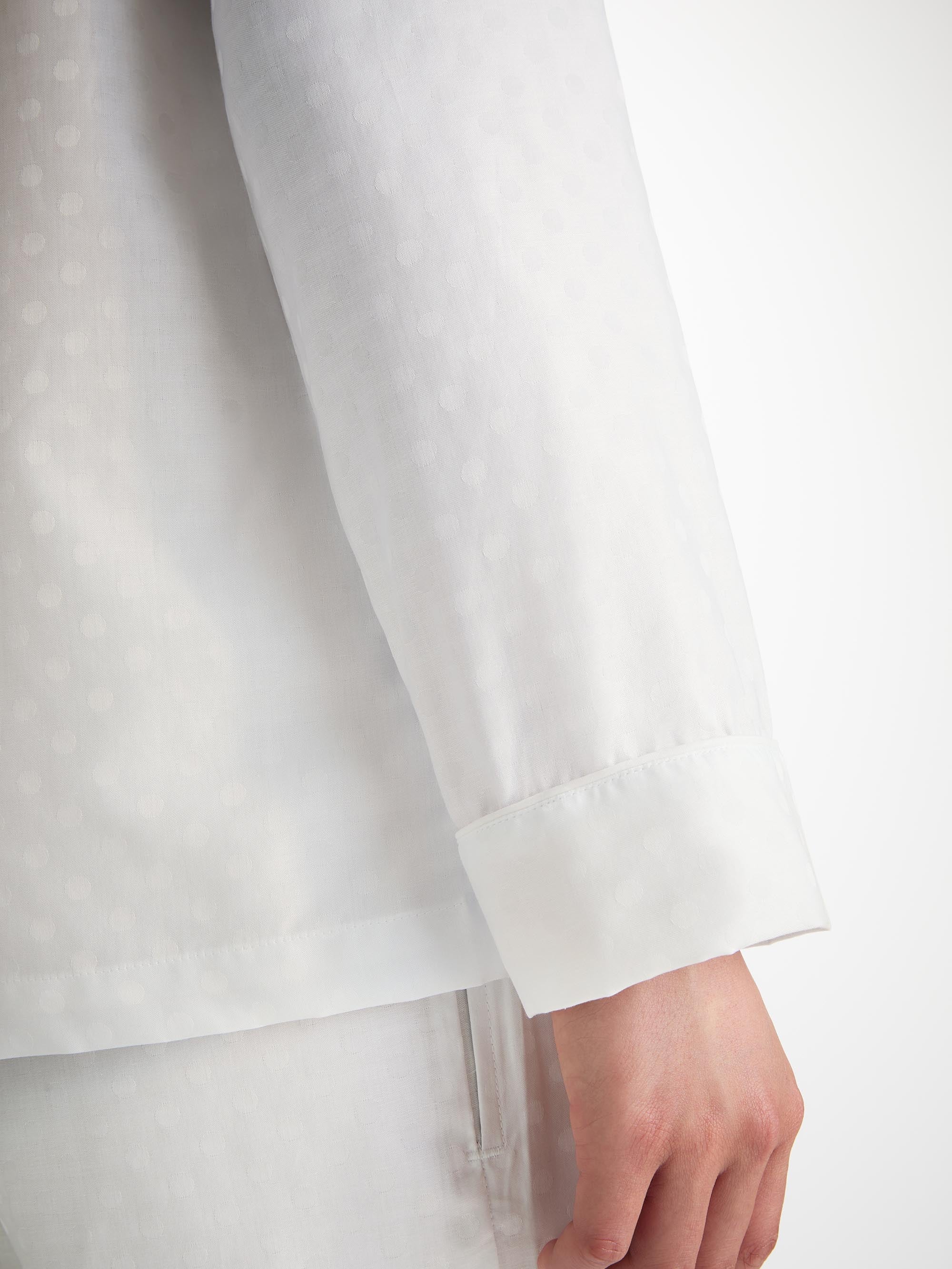 Women's Pajamas Cotton Jacquard White Polk Dot Pattern