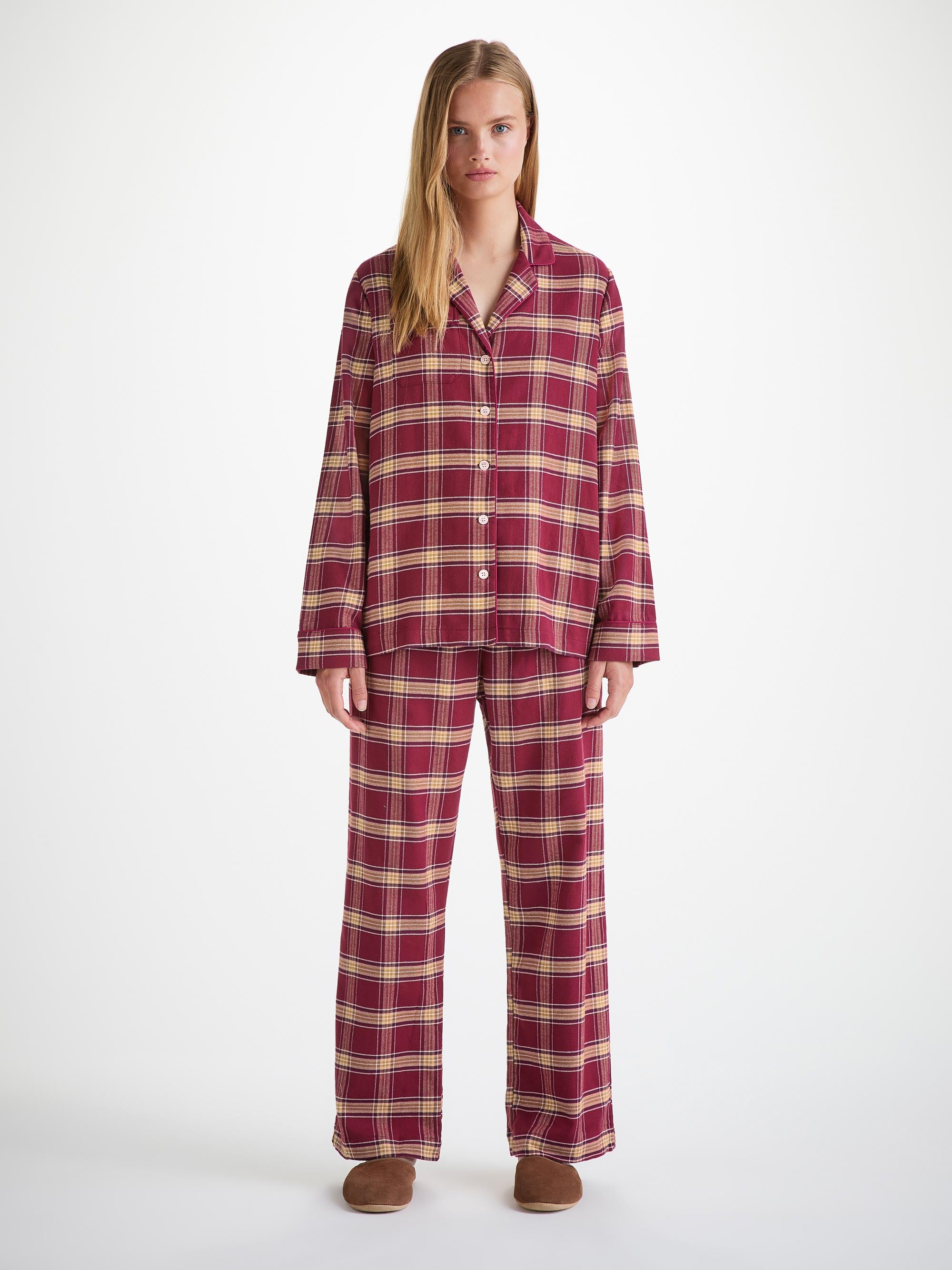 Women's Pajamas Kelburn 48 Brushed Cotton Burgundy