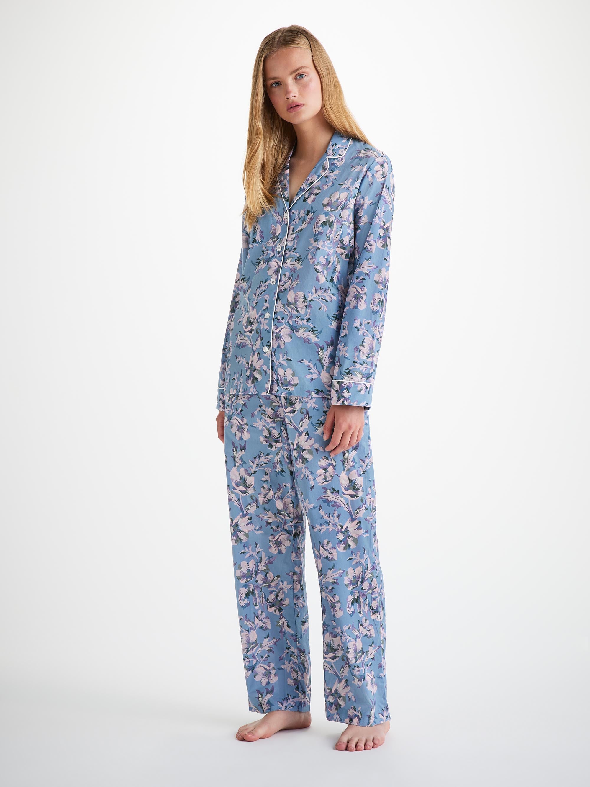 Women's Pajamas Cotton Batiste Blue Wildflower Print