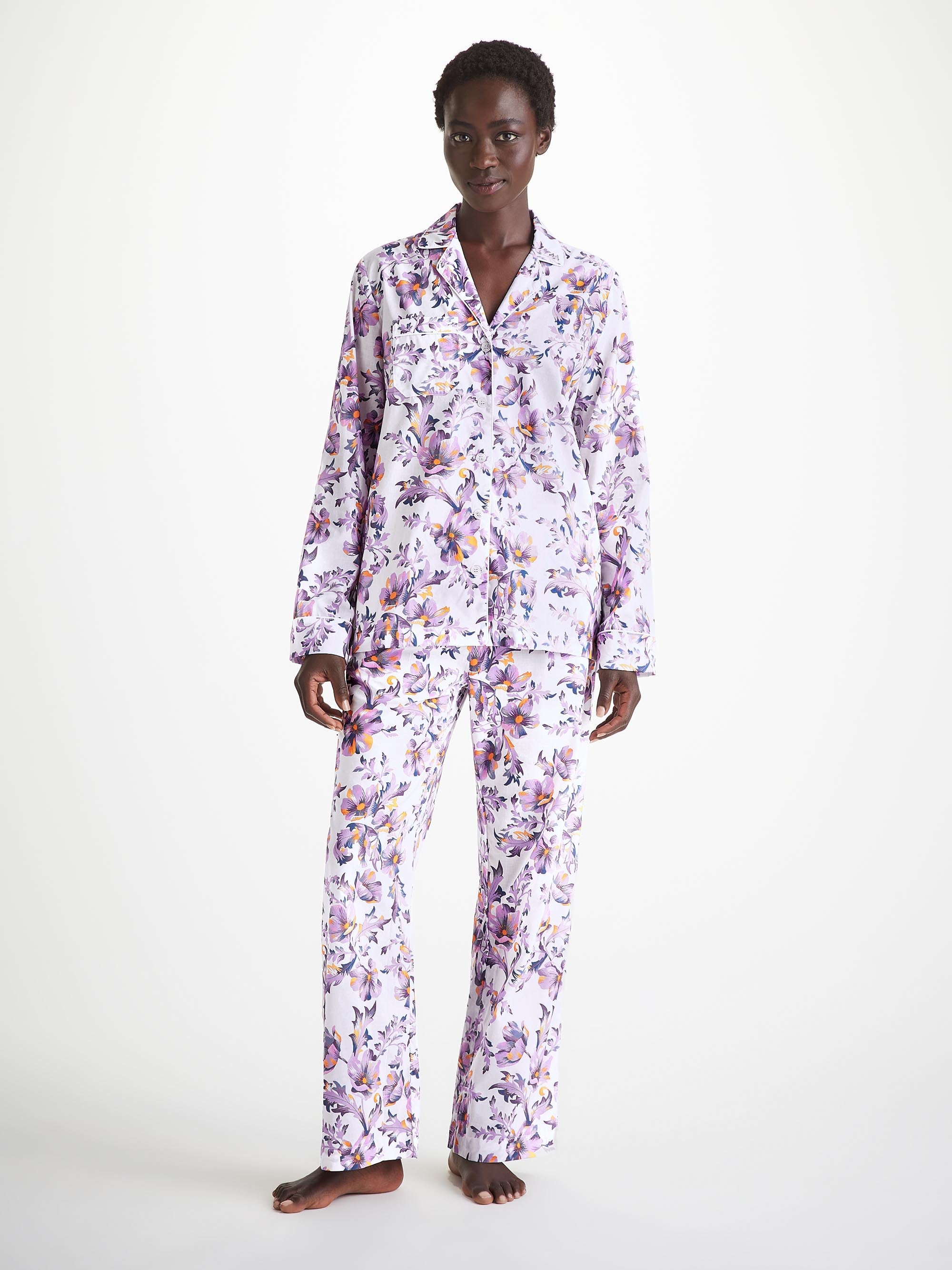 Women's Pajamas Cotton Batiste White Wildflower Print