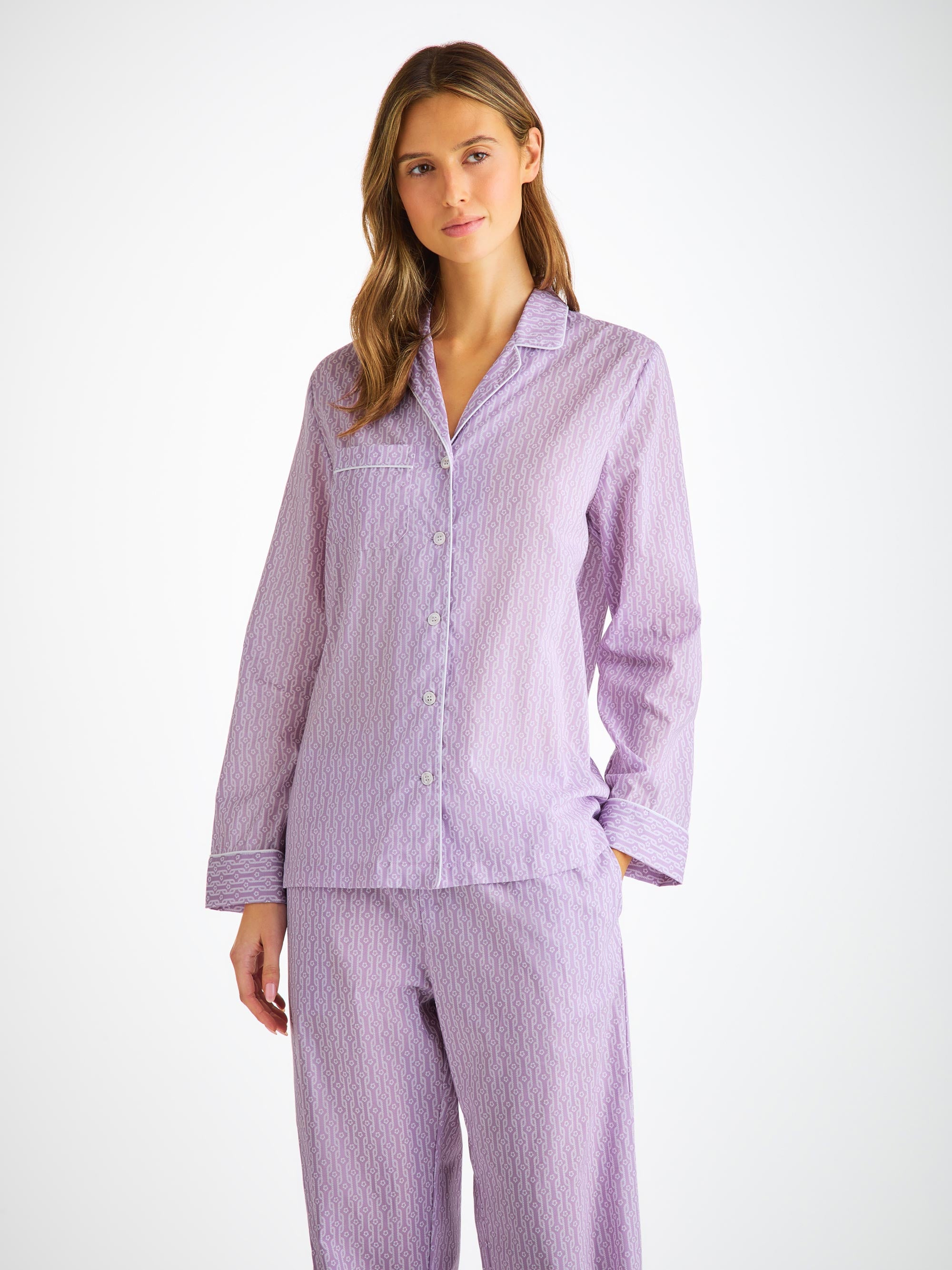 Women's Pyjamas Cotton Batiste Lilac Rope Print