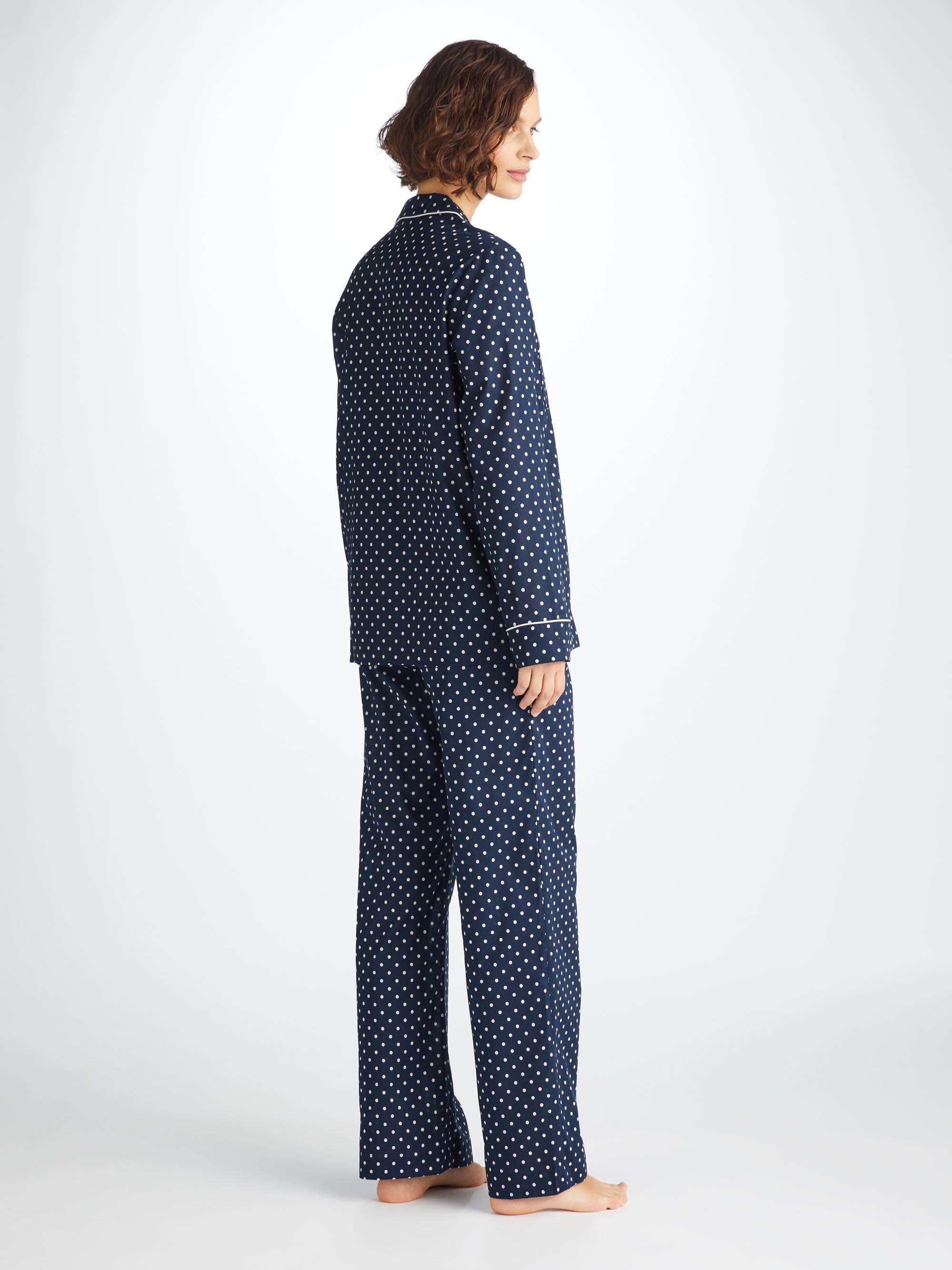 Women's Pajamas Cotton Batiste Navy Polka Dot Print