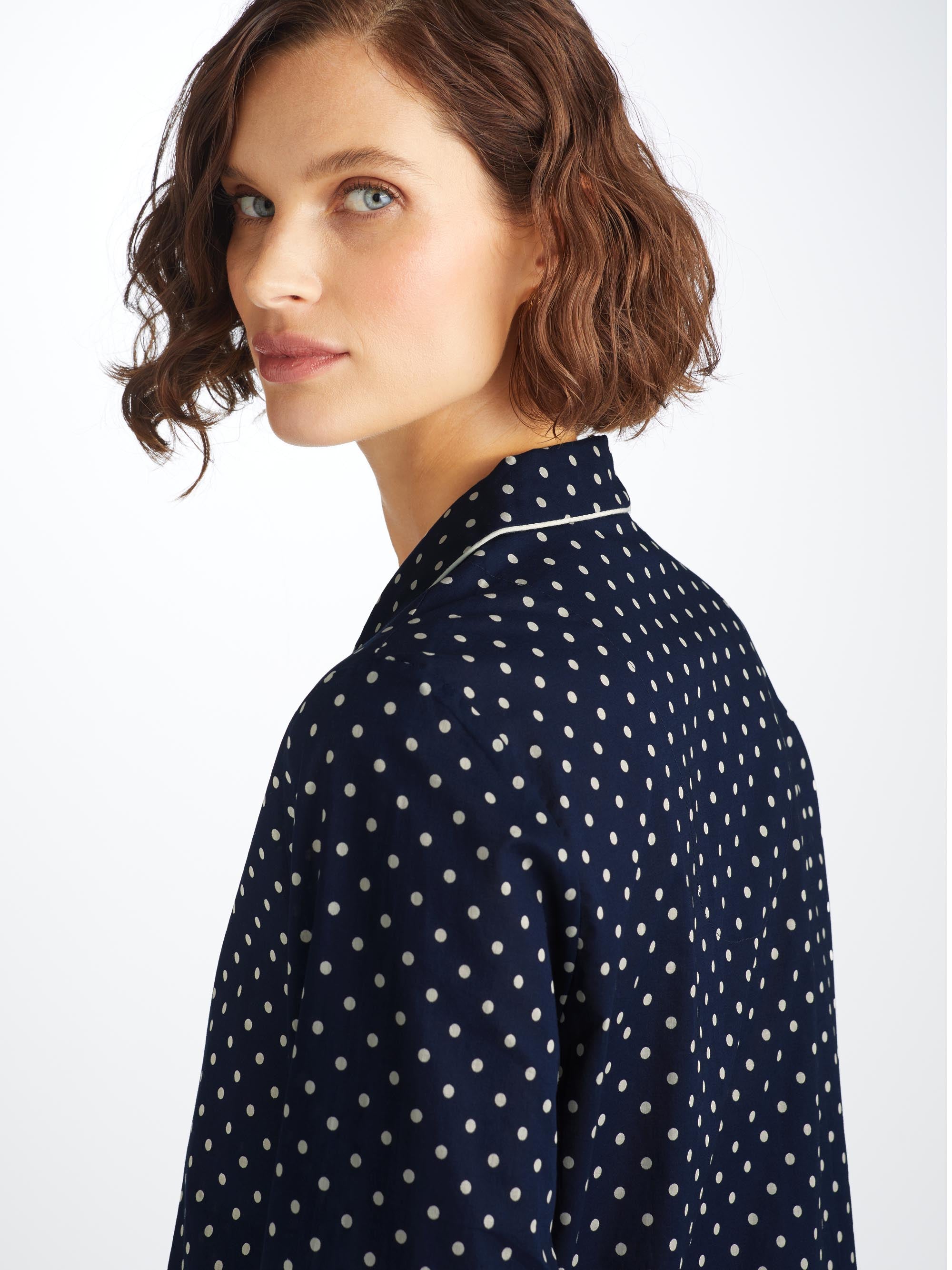 Women's Pyjamas Cotton Batiste Navy Polka Dot Print