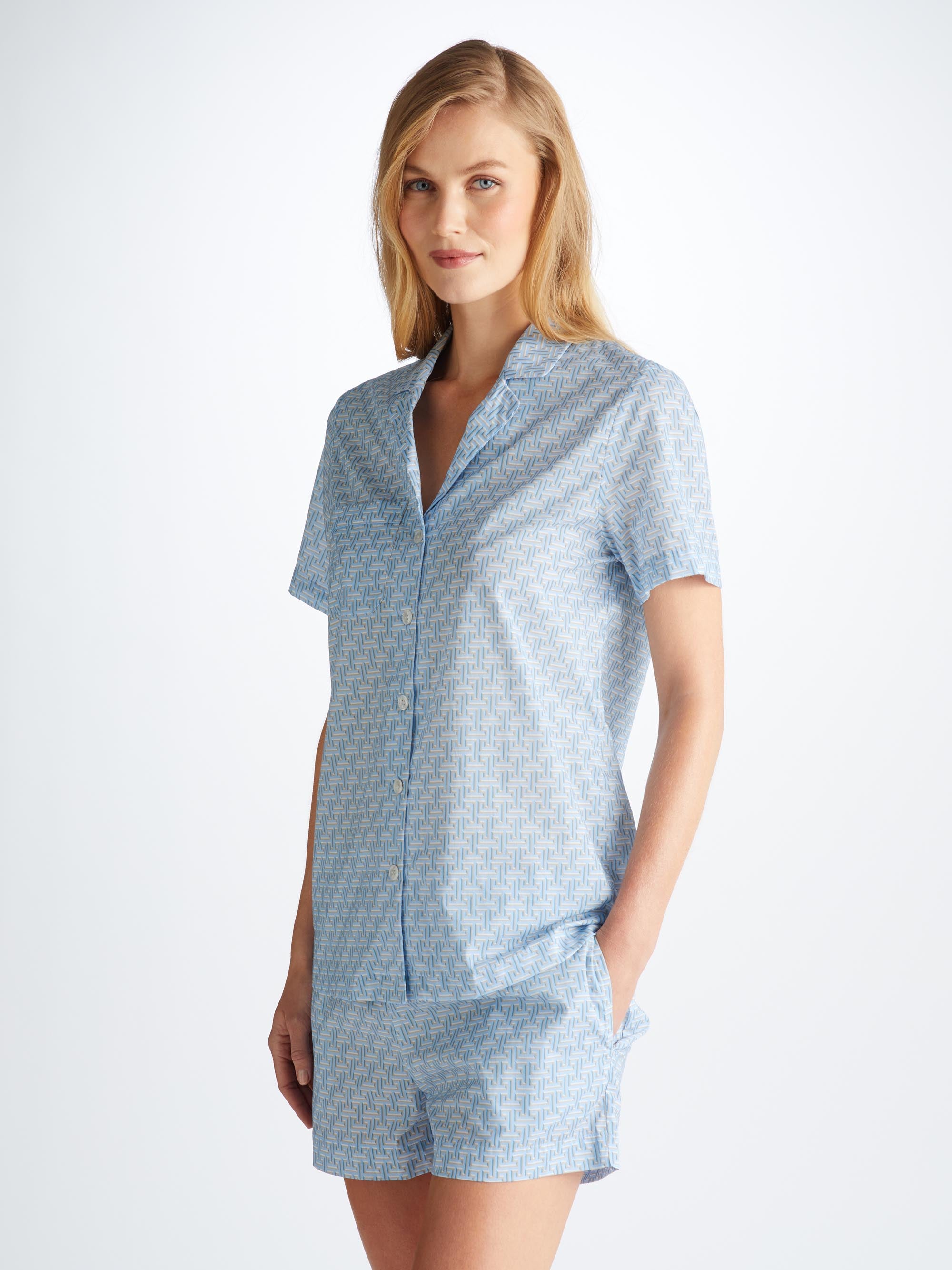 Women's Short Pajamas Ledbury 72 Cotton Batiste Blue