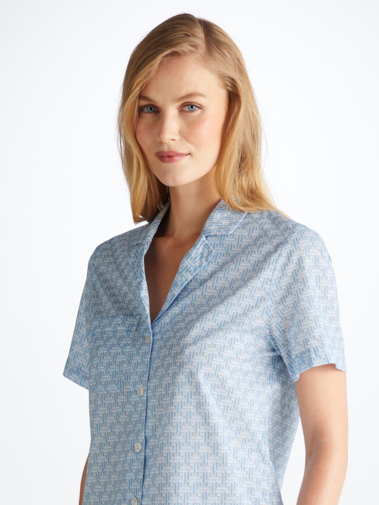 Women's Short Pajamas Ledbury 72 Cotton Batiste Blue