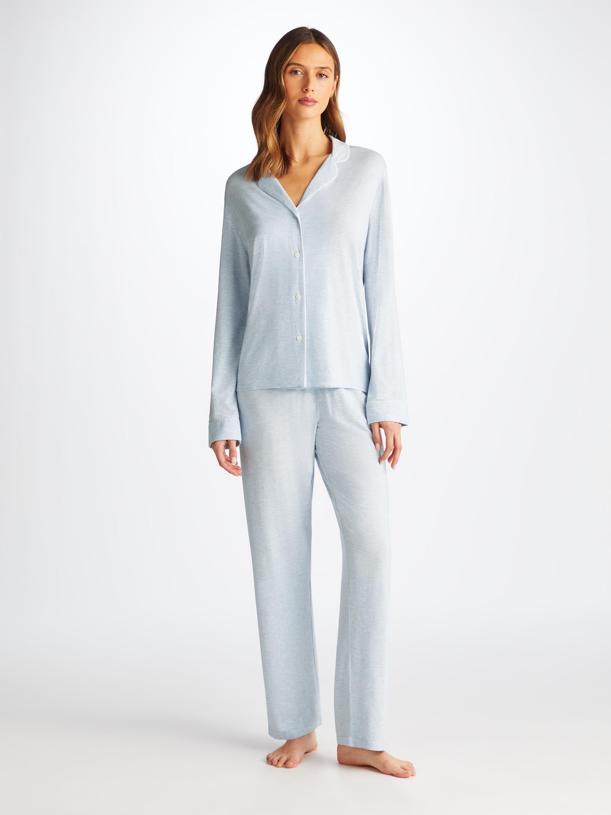 Women's Pajamas Ethan Micro Modal Stretch Light Blue Marl